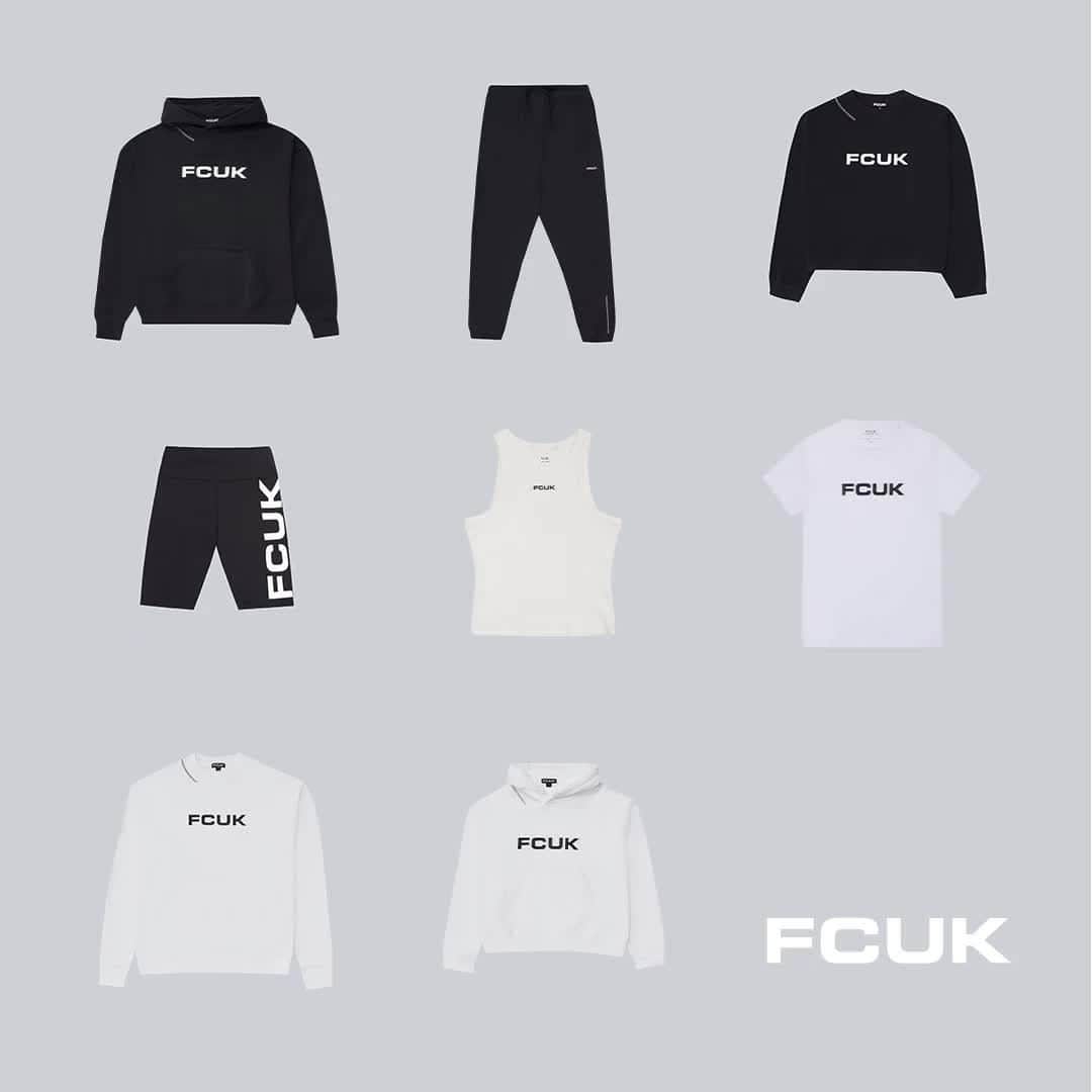 フレンチコネクションのインスタグラム：「New in: The FCUK athleisure wear collection  Embrace the new normal with our athleisure wear; a capsule edit of fresh sporty styles for lounging and moving in comfort.  #fcuk @fcuk」
