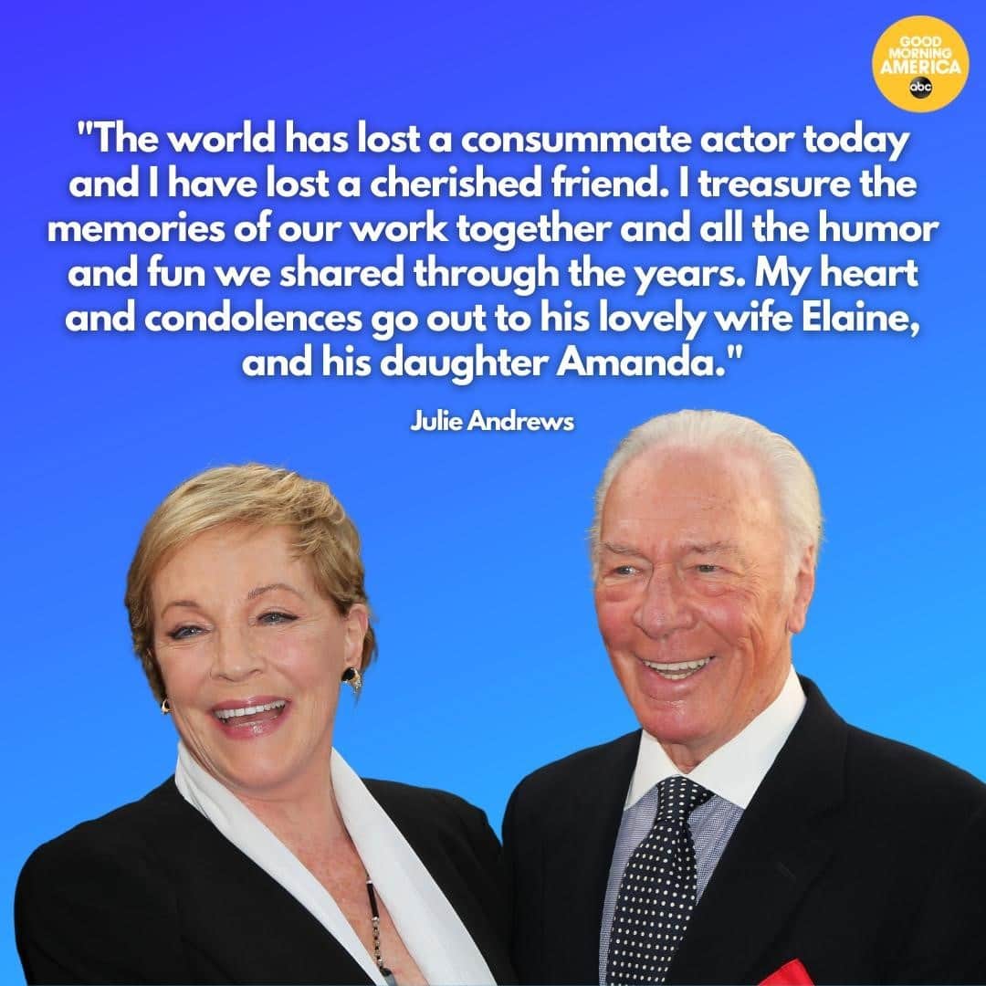Good Morning Americaさんのインスタグラム写真 - (Good Morning AmericaInstagram)「Following the announcement of Christopher Plummer’s death on Friday, many stars took to social media to pay tribute to the Hollywood legend. Julie Andrews, who starred opposite Plummer in the classic 1965 film, called Plummer a "cherished friend" in a statement. Link in bio for more.」2月6日 5時28分 - goodmorningamerica