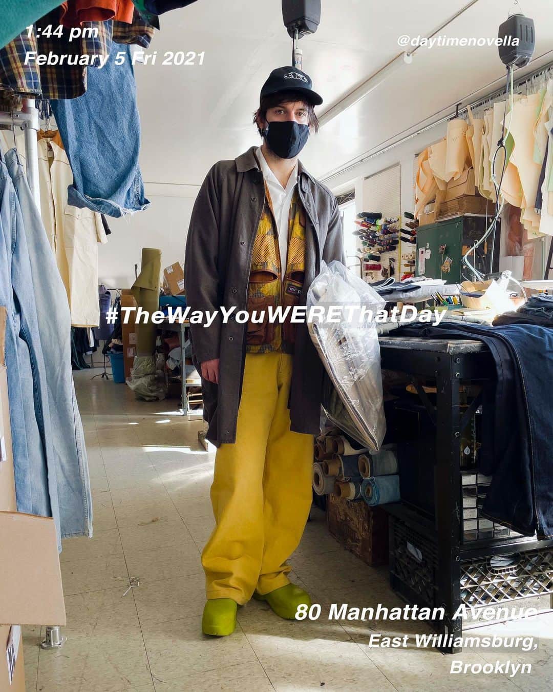 筒井心一のインスタグラム：「@daytimenovella on 80 #ManhattanAvenue at 1:44 pm, February 5 2021, #NewYork ﻿ #OutfitOfTheDay = #TheWayYouWEREThatDay  #TWYWTD #ShinichiTsutsui」