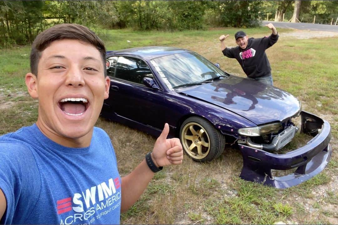 スティーブのインスタグラム：「Revealed!! We found and bought our first POV drift car! A 240sx s14 Sylvia !! Zenki or Kouki? Can you tell?? New video now live check it out and let us know what engine we should be building for it with @controlled_motors ?? 放置されたシルビアs14を買っちゃった！本日の動画をチェックしてね　親子で初めてドリフトできるかな？？」