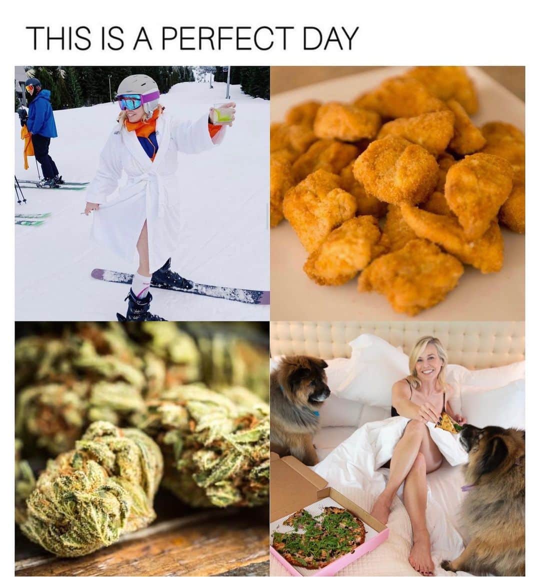 チェルシー・ハンドラーのインスタグラム：「This is my perfect day #nugsonnugs」