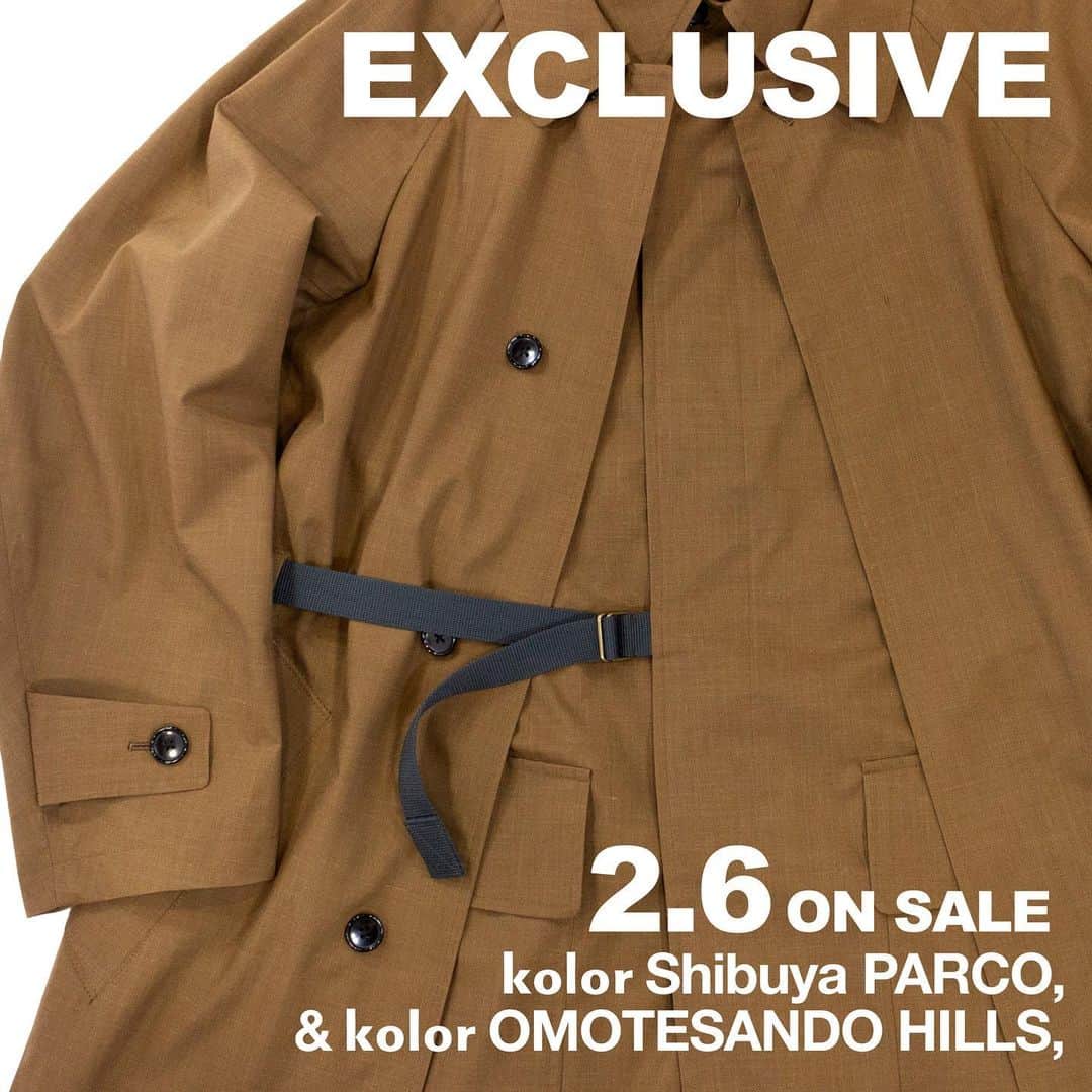 のインスタグラム：「kolor Men's exclusive coats will be available only at kolor Shibuya PARCO & kolor OMOTESANDO HILLS on 6th February.﻿ ﻿ 2/6(土)より kolor 渋谷PARCO、kolor 表参道ヒルズにて、限定の kolor メンズコートを発売いたします。﻿ ﻿ ﻿ #kolor #kolorofficial #ss21 #exclusive」