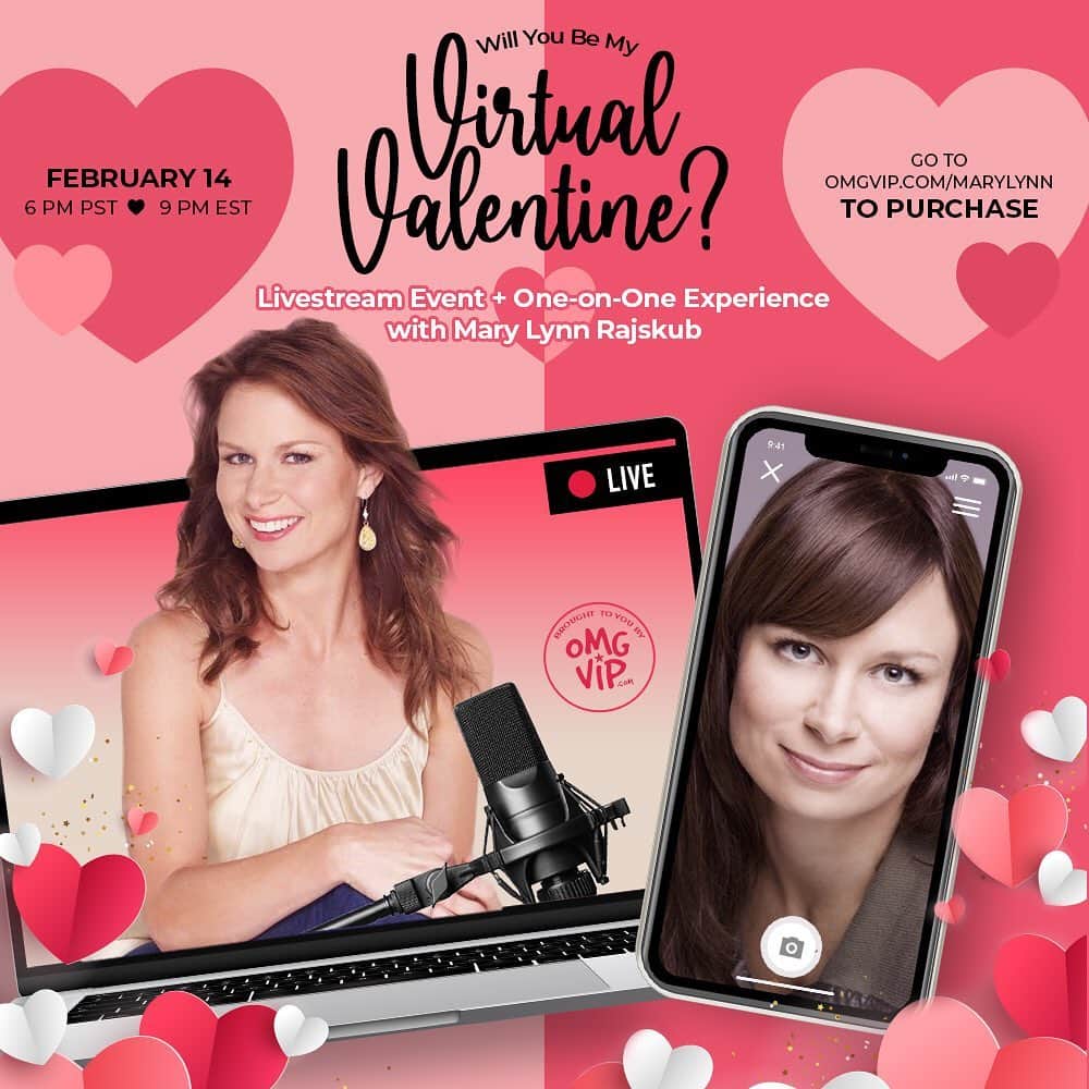 メアリー・リン・ライスカブのインスタグラム：「Be my virtual valentine, will you? Comedy and conversation with yours truly! 🎤💕  #valentines #marylynnrajskub #comedy #conversation #storytelling #single #dating #married #hearts #love」