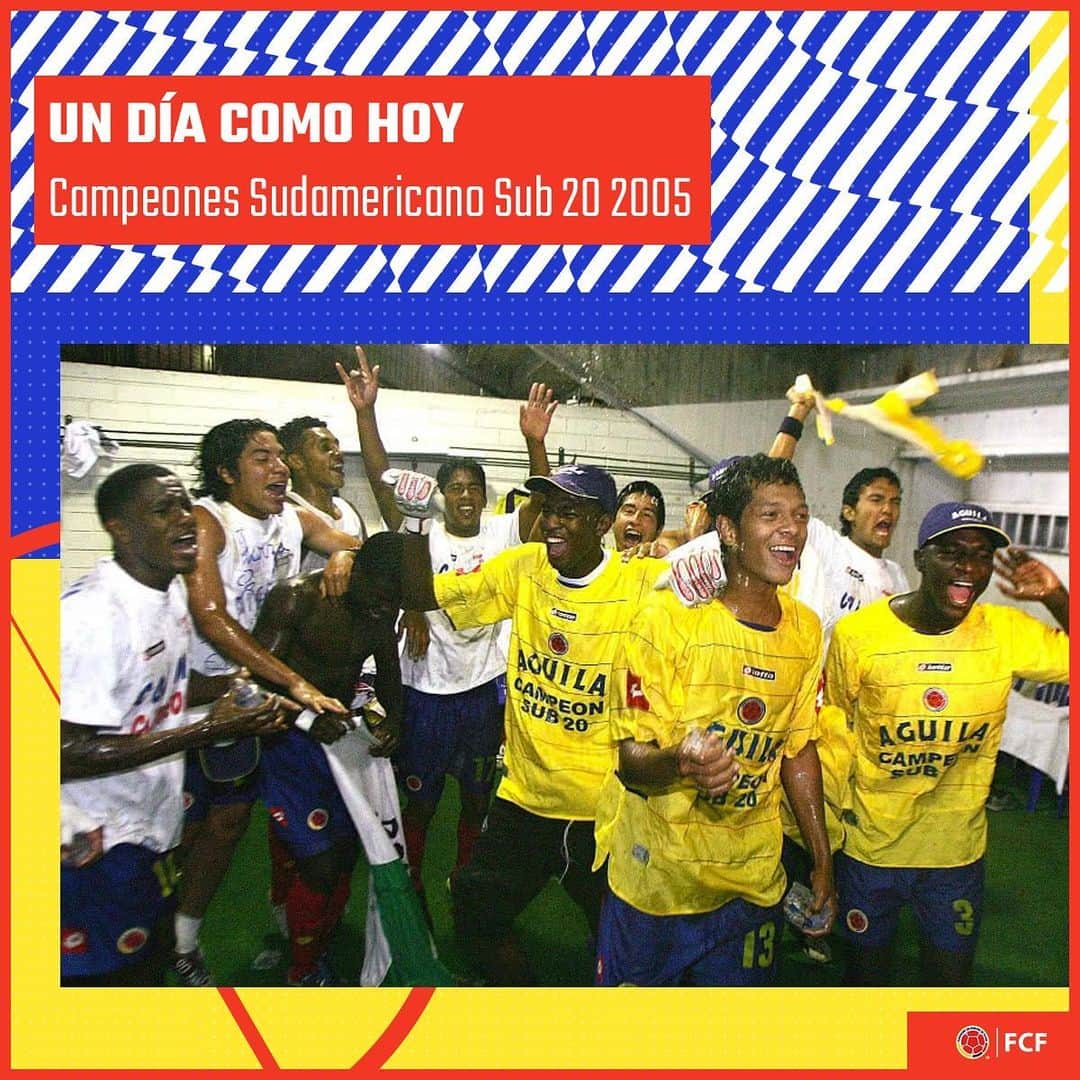 サッカー コロンビア代表チームのインスタグラム：「#UnDíaComoHoy  Llegó nuestro segundo título sub 20, el 6 de febrero de 2005, tras ganarle 2️⃣-0️⃣ a 🇻🇪 conquistábamos el campeonato Sudamericano Sub 20 que se jugó en nuestro país 👏  🥇🥇🥇🥇🥇🥇  #VamosColombia 🇨🇴」