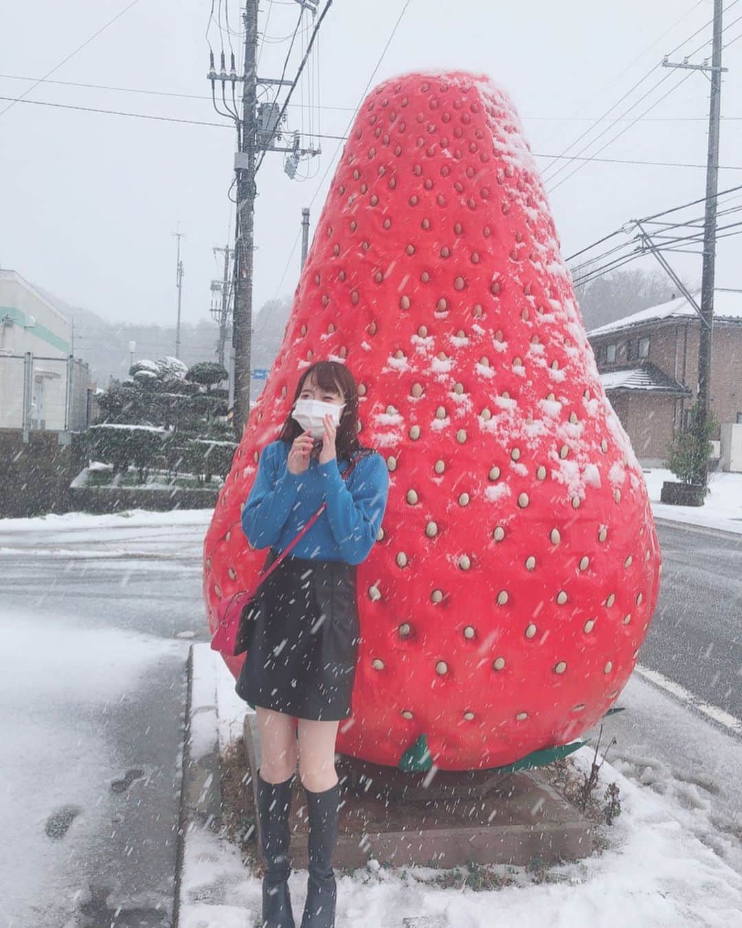 大段舞依のインスタグラム：「﻿ ﻿ 大きないちご。雪とともに...♡﻿ ﻿」
