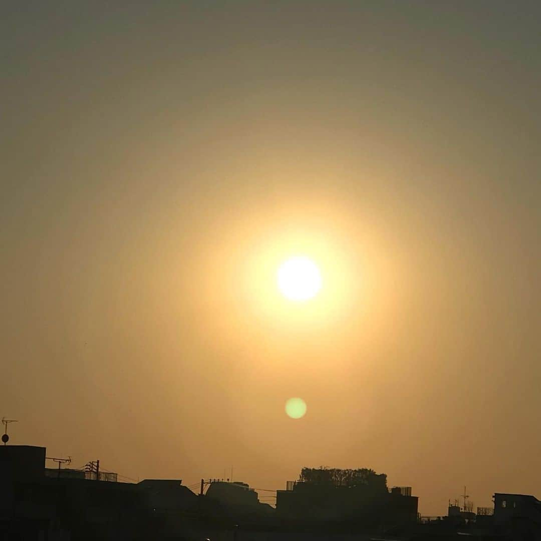 土屋眞弓のインスタグラム：「今空 太陽が沈みます✨✨✨  #夕陽」