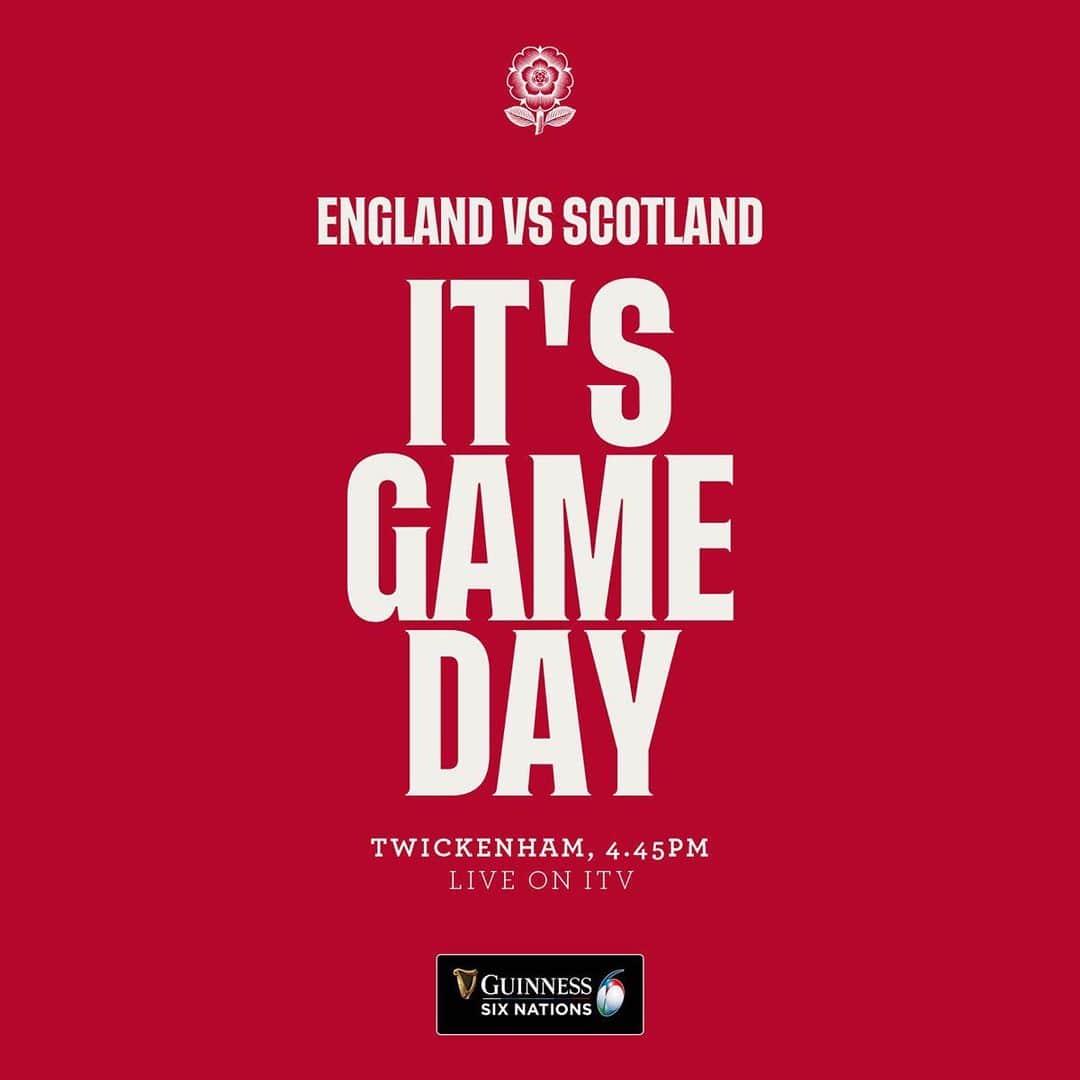 ラグビーイングランド代表のインスタグラム：「It’s finally here 🙌🌹 Leave your match predictions in the comments 👇   #ENGvSCO #CalcuttaCup #GuinnessSixNations #EnglandRugby150 #rugby」