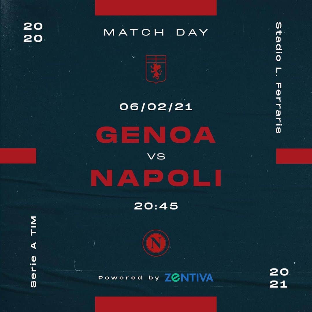ジェノアCFCさんのインスタグラム写真 - (ジェノアCFCInstagram)「🔴🔵 #GenoaNapoli   🏆 @seriea   💪 Forza, Grifone!  ✅ @zentivait」2月6日 17時45分 - genoacfc