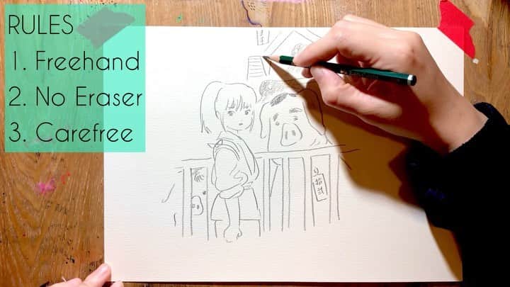 門小雷のインスタグラム：「💫MEMORY GAME💫  This game isn’t just for fun. It encourages me to draw fearlessly. Don’t worry about mistakes. Fun is all the matters. Let’s play!  Continue watching this video on Patreon / YouTube. (Link in bio)」