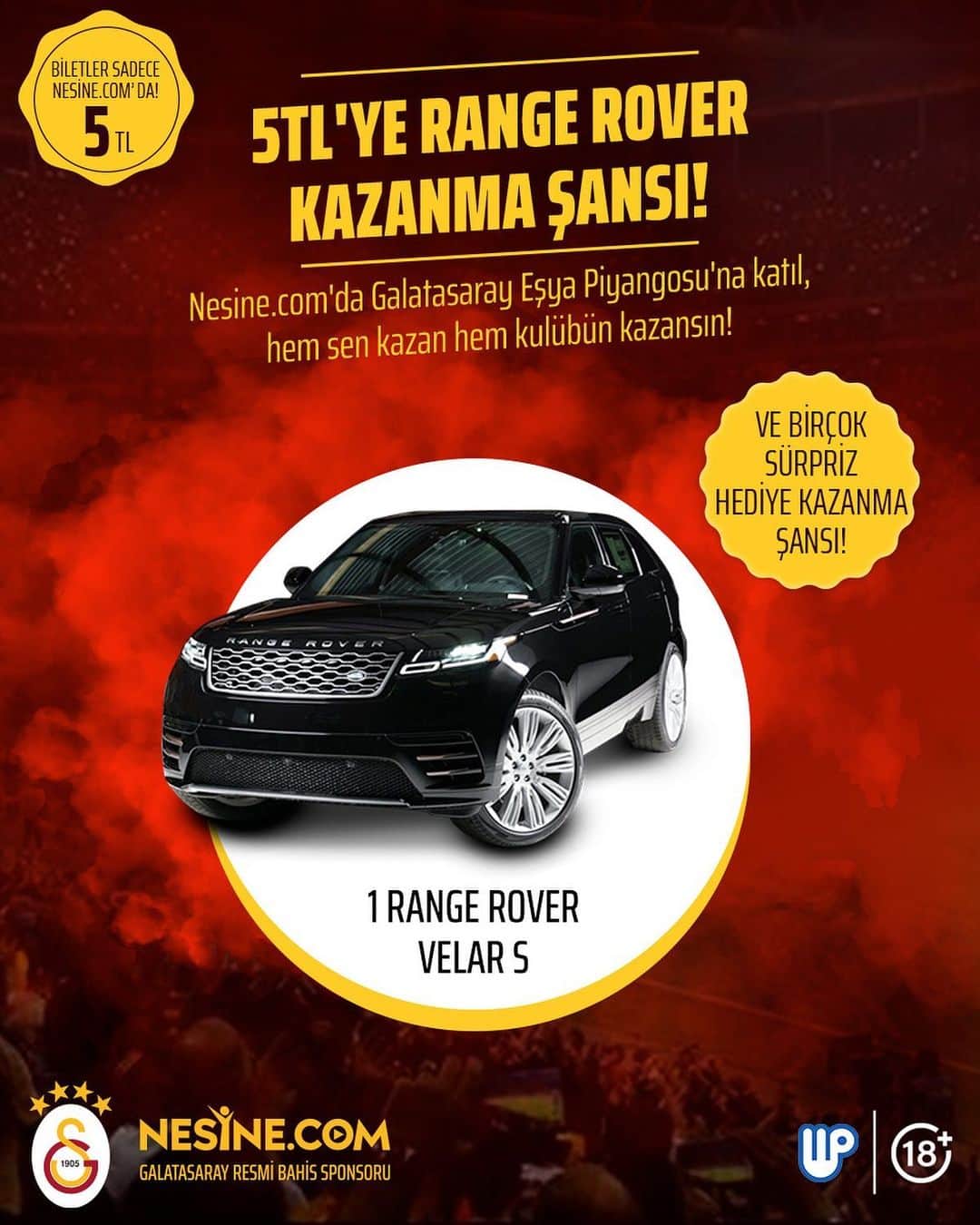ガラタサライSKさんのインスタグラム写真 - (ガラタサライSKInstagram)「✨ Derbi gününde yapılacaklar listesi:  ✅ @nesine_com’daki Galatasaray Eşya Piyangosu’na katıl  ✅Hem 5 TL’ye Range Rover ve daha birçok sürpriz ödül kazanma şansı yakala  ✅ Hem de kulübüne destek ol  Biletini tükenmeden hemen almak için story’e göz at ☝」2月6日 19時01分 - galatasaray