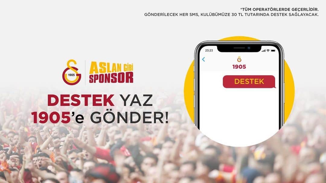 ガラタサライSKさんのインスタグラム写真 - (ガラタサライSKInstagram)「🦁 Büyük Galatasaray taraftarının çağrısı #AslanGibiSponsor taraftar kampanyası devam ediyor!  💪 HAYDİ ŞANLI GALATASARAY TARAFTARI! 👇  📲 SMS ile destek vermek için 👉 𝐃𝐄𝐒𝐓𝐄𝐊 yaz 𝟏𝟗𝟎𝟓'e gönder!  💳 EFT/Havale ve online ödeme için 👉 https://www.galatasaray.org/aslangibisponsor」2月6日 20時54分 - galatasaray