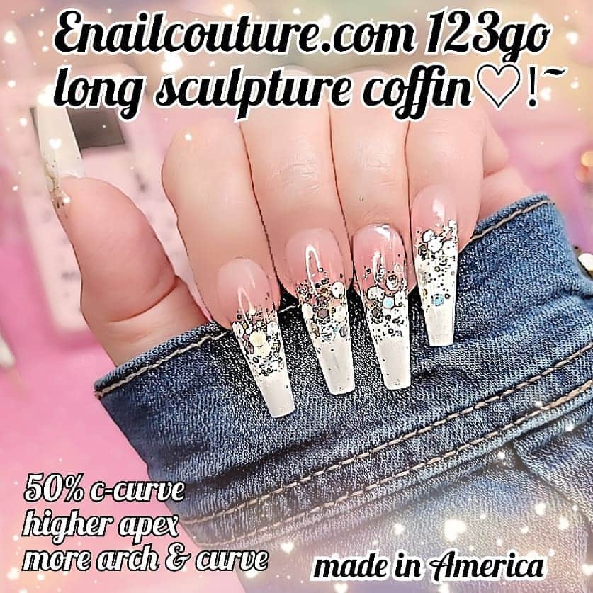 Max Estradaのインスタグラム：「Enailcouture.com 123go long sculpture coffin and rocket punch glitter♡~! 123go pre made gel nails are the game changer !~ perfect nails every time with no smells or dust!~ long lasting and easy removal , made in America! Enailcouture.com  #ネイル #nailpolish #nailswag #nailaddict #nailfashion #nailartheaven #nails2inspire #nailsofinstagram #instanails #naillife #nailporn #gelnails #gelpolish #stilettonails #nailaddict #nail #💅🏻 #nailtech#nailsonfleek #nailartwow #네일아트 #nails #nailart #notd #makeup #젤네일  #glamnails #nailcolor  #nailsalon #nailsdid #nailsoftheday Enailcouture.com」