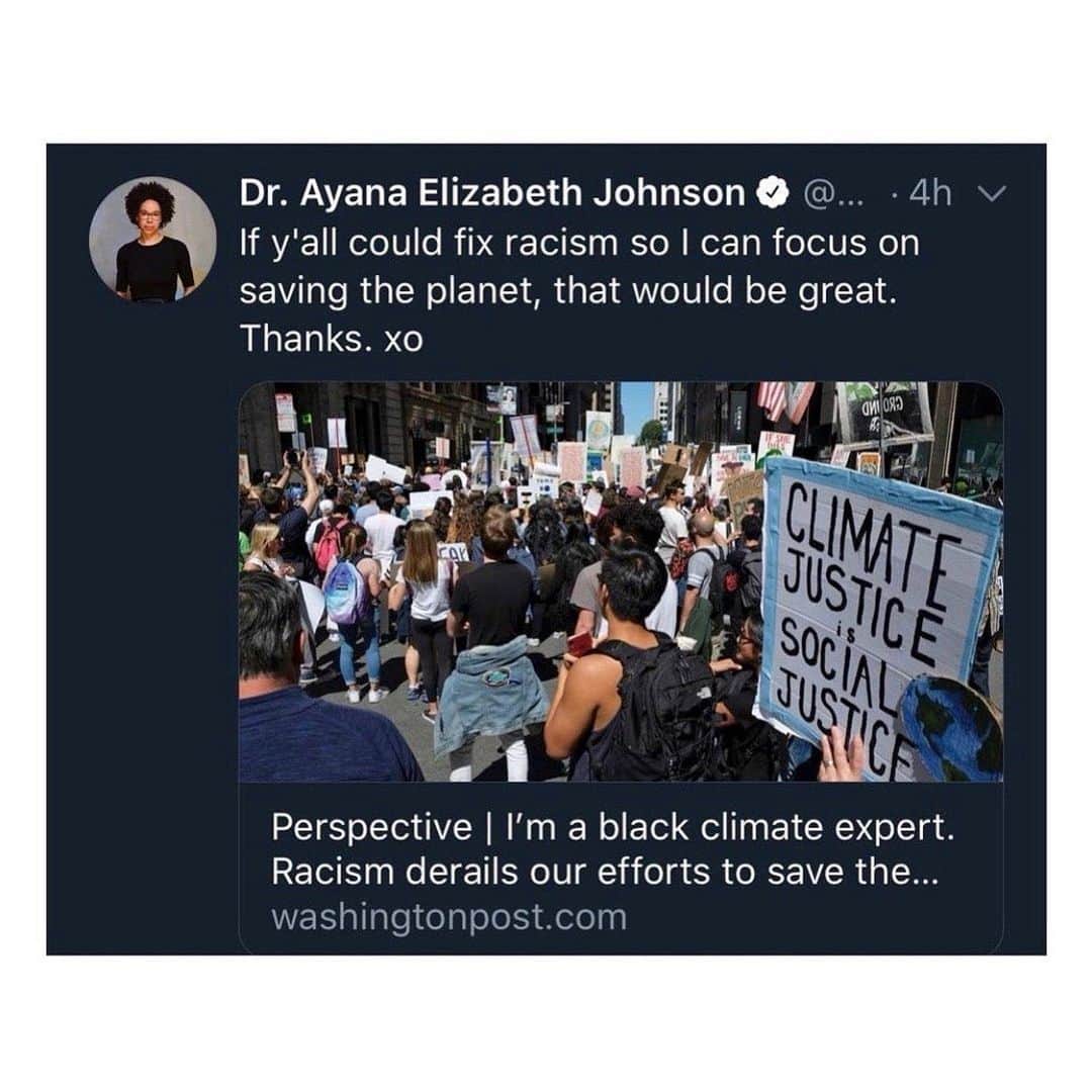 エリー・ゴールディングさんのインスタグラム写真 - (エリー・ゴールディングInstagram)「Hi! I’m Dr. Ayana Elizabeth Johnson (@ayanaeliza). I’m a marine biologist, a climate policy nerd, a writer, and a Brooklyn native. Thanks, Ellie, for passing the mic!  My work [swipe] is where ocean and climate and justice and joy intersect. This includes co-editing the @allwecansave anthology, co-authoring the Blue New Deal, writing opeds, co-hosting the podcast @how2saveaplanet, co-founding @urbanoceanlab, a think tank for the future of coastal cities, and generally making sure we don’t forget about the ocean when we create climate policy, . More about all my projects and links to my writing are at: ayanaelizabeth.com  People often ask me “How can I help with climate issues?” If you are looking to get more involved, YAY! And here’s my advice: Think of it like a Venn diagram, with 3 overlapping circles. One circle is what are you good at – the skills, resources, and magic can you offer? (art? science? communications? design? policy? protest? engineering?) Another circle is the work that needs doing – the climate solutions we need to push forward (from renewable energy to regenerative agriculture). And the third is what brings you joy – what gets you out of bed in the morning. This is the work of our lifetimes, and there’s no reason it has to be miserable! Consider how you can be at the epicenter of that Venn diagram.  And think bigger than yourself – it’s not about what you can do as an individual, obsessing only about minimizing your own carbon footprint and waste. It’s about what we can do *together* to transform our energy, transportation, agriculture, buildings, manufacturing to live more gently on this magnificent planet. So join an organization, find your #ClimateSquad. We need you!」2月7日 5時34分 - elliegoulding