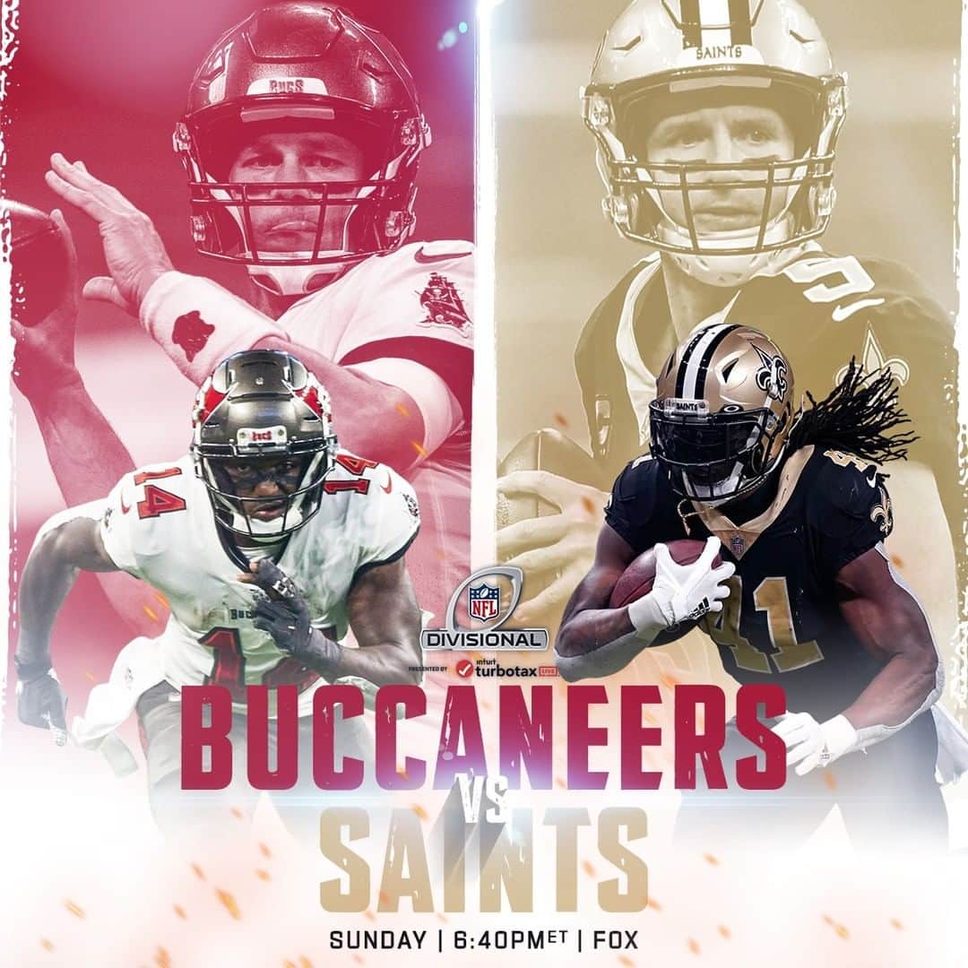 NFLさんのインスタグラム写真 - (NFLInstagram)「✨ Divisional Round ✨ @buccaneers 🆚 @saints   📺: #TBvsNO -- Sunday 6:40pm ET on FOX 📱: NFL app // Yahoo Sports app」1月14日 10時30分 - nfl