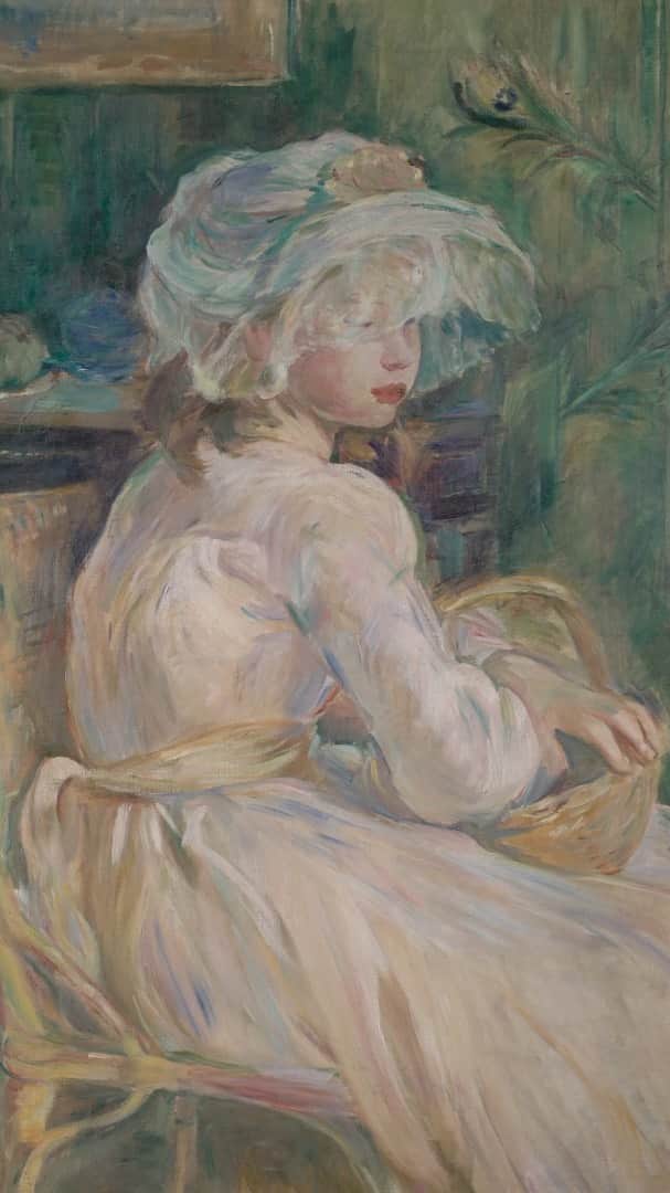 のインスタグラム：「“Real painters understand with the brush.” — #BertheMorisot, born #onthisday in 1841.   "Young Girl with Basket," 1892, by Berthe #Morisot」
