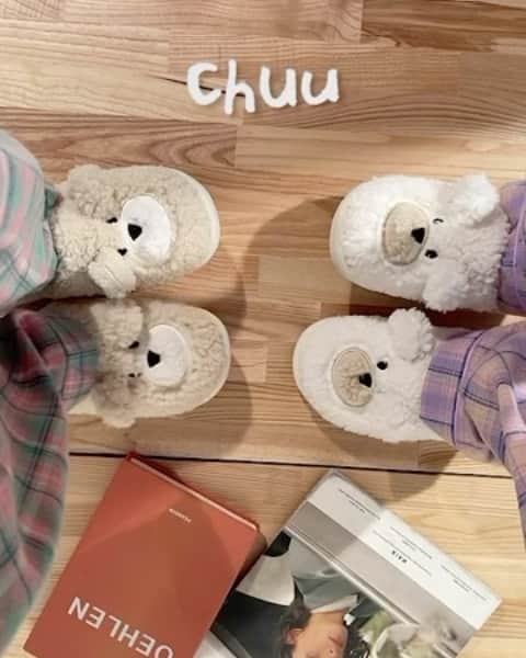 Chuuのインスタグラム：「귀욤 뽀숑한 베어 슬리퍼 업뎃완료🐻 #chuu #chuuseoul」