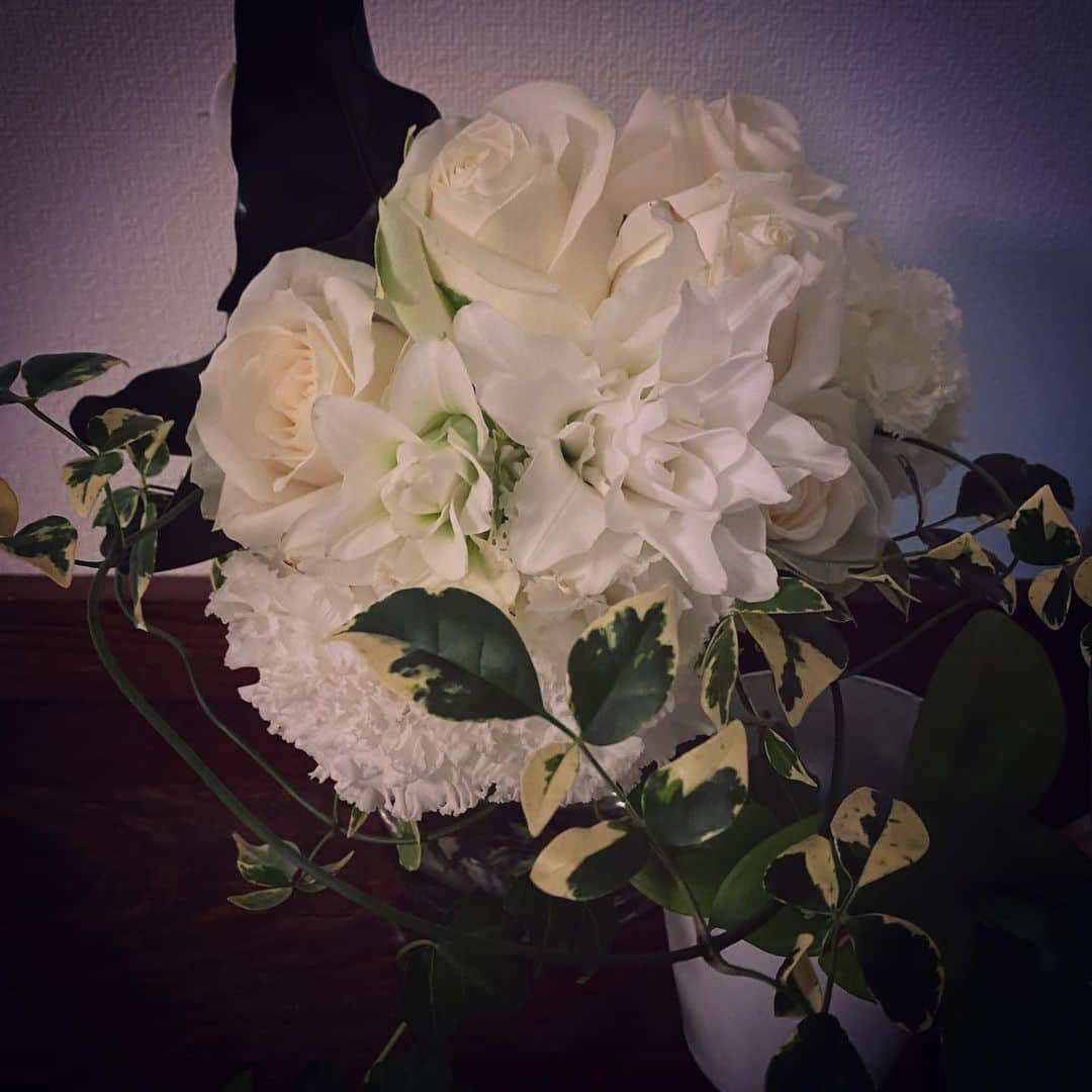 辻直子さんのインスタグラム写真 - (辻直子Instagram)「#flowers#white#thankyou#pleasant🐽 #たまらなくすきです#お部屋のドアをあけたら#香りにふりむきました#右下のグリーンはもう半年近く元気なんです💋」1月14日 21時12分 - naoko.ts