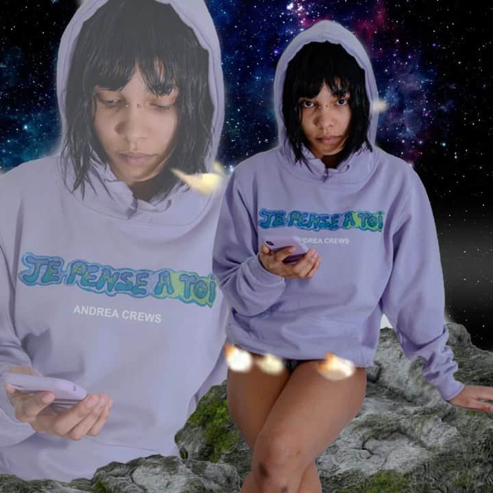 アンドレアクルーズのインスタグラム：「Former Andrea Crews member and visual artist @_antoinettelove_ teamed up with us for the graphic design and visual artwork to sublimate Lome Lu collaboration.   Stylist, visual artist, party organizer, @_antoinettelove_ is a parisian Chameleon with an obsession for the 2000's. Her motto: " In fashion, I always loved what was borderline on ugly ".  Whole collection will be available from December 15th online on andreacrews.com  Artwork  @lome_lu Video @_antoinettelove_ Magic model  @4bluepills Photo @chantapitch    Fashion @andrea_crews Creative direction @maroussia_rebecq  #andreacrews #iamandreacrews #18yo #happybirthday #friendsandfamily #youthoftoday #fashionfuture #fashionrevolution #transformations #upcycleyourself #upcyclingfashion #upcycling #community #creativity #activism #fashionartactivism #jointhecrew」
