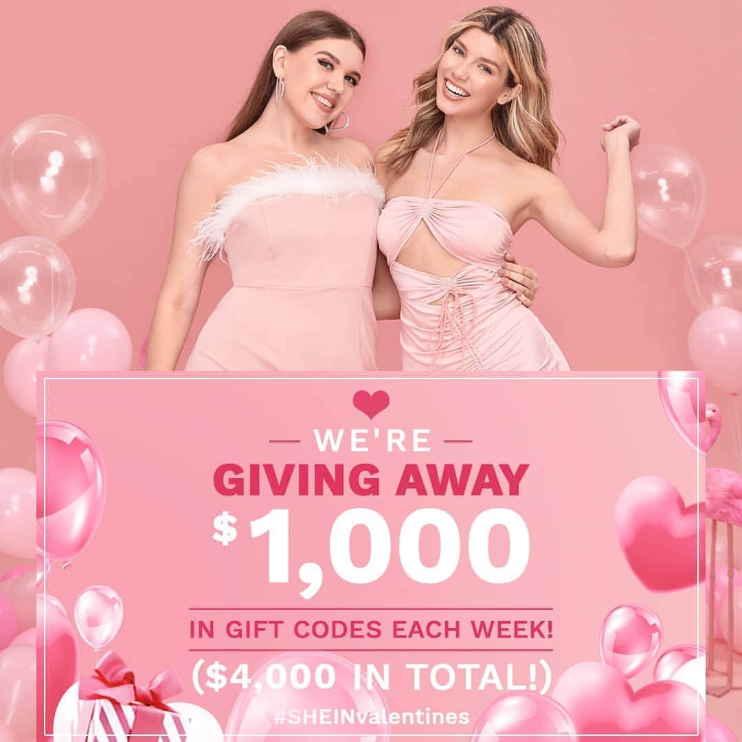 SHEINさんのインスタグラム写真 - (SHEINInstagram)「Valentine's Day is coming up soon, and whether you're spending the day with a significant other, family, or friends, SHEIN has you covered! 💗🌹  To help you prepare, we're giving away $4,000 in SHEIN gift codes so you can spoil your special someone(s)! Let us know your thoughts each week for a chance to WIN BIG! 🛍✨  HOW TO ENTER: 💓 1. Follow @sheinofficial and like this post. 💓 2. Tell us who do you plan to spend the day with in the comments! 💓 3. Repost this & tag #SHEINvalentines  💖 Prizes: 20 winners will be selected each week to win a $50 gift code. Winners will be announced on 1.15/1.22/1.29/2.5 via our Instagram story!  👉 Please Note:⁣ 1. Your accounts need to be public so that we could see your entries.⁣ 2. The gift code needs to have an email address registered to a SHEIN account. Multiple winners with the same address would be treated as one winner with one gift code. 3. SHEIN reserves the right to final interpretation.」1月14日 22時21分 - sheinofficial