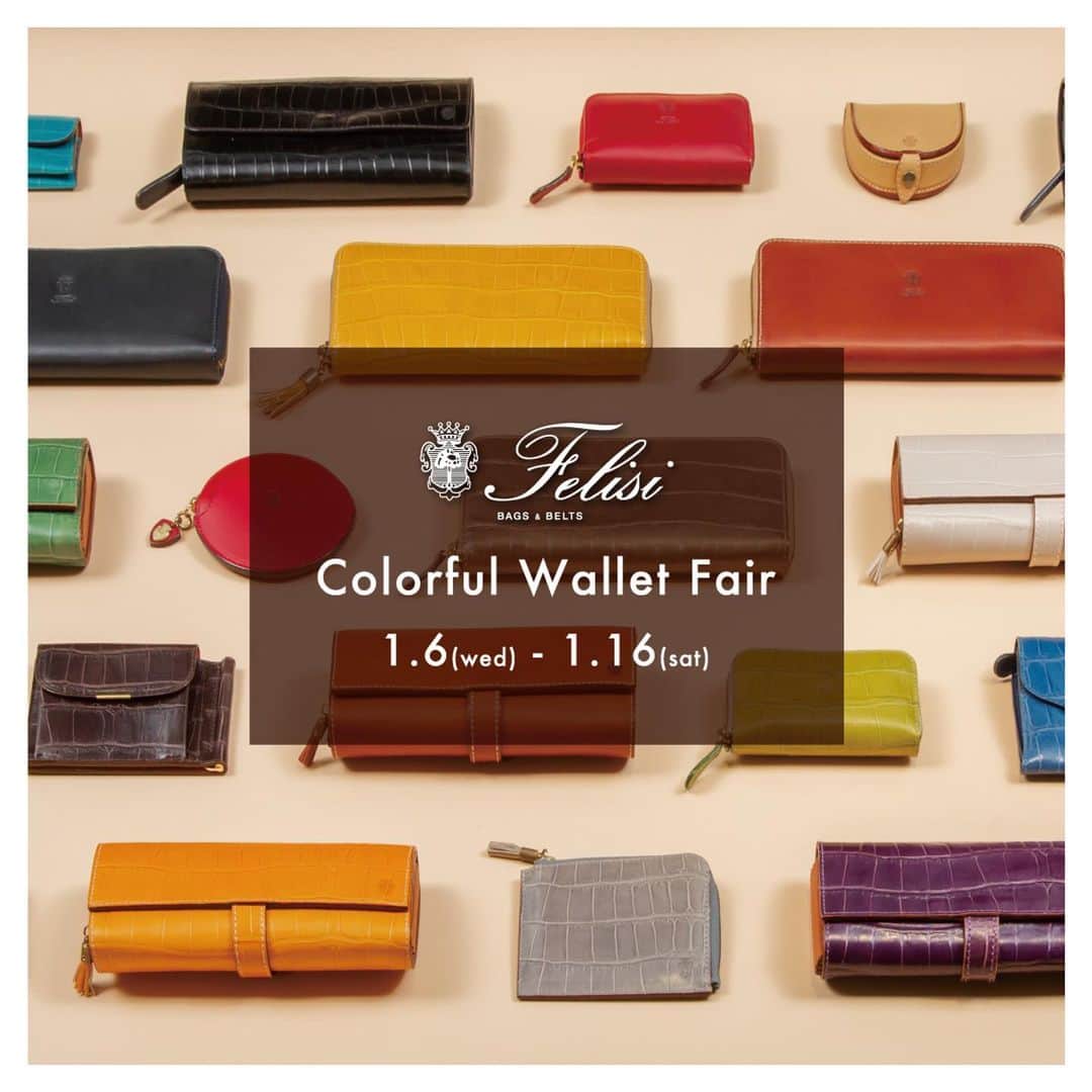 Felisi Japan 〔フェリージ〕のインスタグラム：「【Colorful Wallet Fair】 . 1月6日(水)～1月16日(土)の期間中、 下記店舗にて「Colorful Wallet Fair」を開催致します。 . ■開催店舗 丸の内店 梅田店 . . 春財布のお買い換えシーズンに合わせ期間中は、 限定カラーや、普段お取り扱いのないモデル、 カラー等を含め、バリエーション多く展開いたします。 またフェア実施店舗では、該当商品をお買い上げのお客様に、 イニシャルスタンプをサービスさせていただきます。 . 定番財布のコロコロや、人気の3つ折り財布などが 対象となっており、刻印を入れることで、 貴方だけの特別なフェリージに仕上げていただけます。 . . 最終日の16日は、一粒万倍日や天赦日、甲子の日が重なり、 物事を始めるのに縁起が大変良いとされる超開運。 お財布の買い替え、使い始めに最適です。 多くのバリエーションの中から、お気に入りの カラーやモデルの春財布を選んでみてはいかがでしょうか。 是非この機会に丸の内店、梅田店へお立ち寄りくださいませ。 . . .  #felisi #felisiselection  #wallet #compactwallet #longwallet #slimwallet #slg #leathergoods #madeinitaly #フェリージ #財布 #お財布 #折り財布 #春財布 #ウォレット #コンパクトウォレット #スリムウォレット #一粒万倍日 #天赦日 #革小物 #イタリア製」