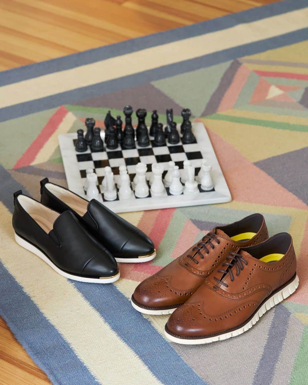 Cole Haanのインスタグラム：「Your move: Grand Ambition Slip-on Sneakers for her, or ZERØGRAND Wingtip Oxfords for him?」