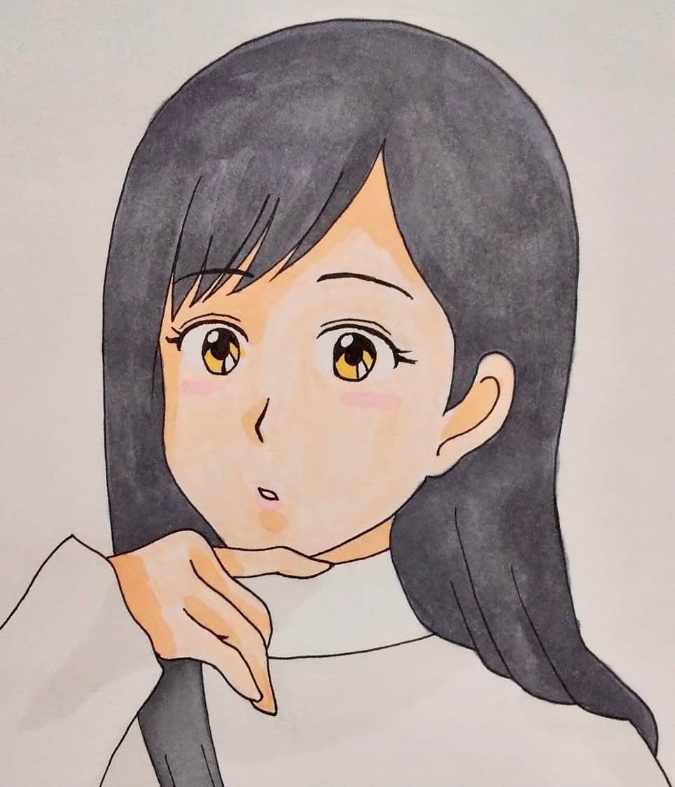 のインスタグラム：「お誕生日のお祝いに💓ファンの方から素敵なファンアートを頂きました。似顔絵描いて頂けるのってとっても嬉しい(*´-`) #宮村ななこ #宮村菜菜子 #恵比寿マスカッツ #似顔絵 #ファンアート #イラスト」