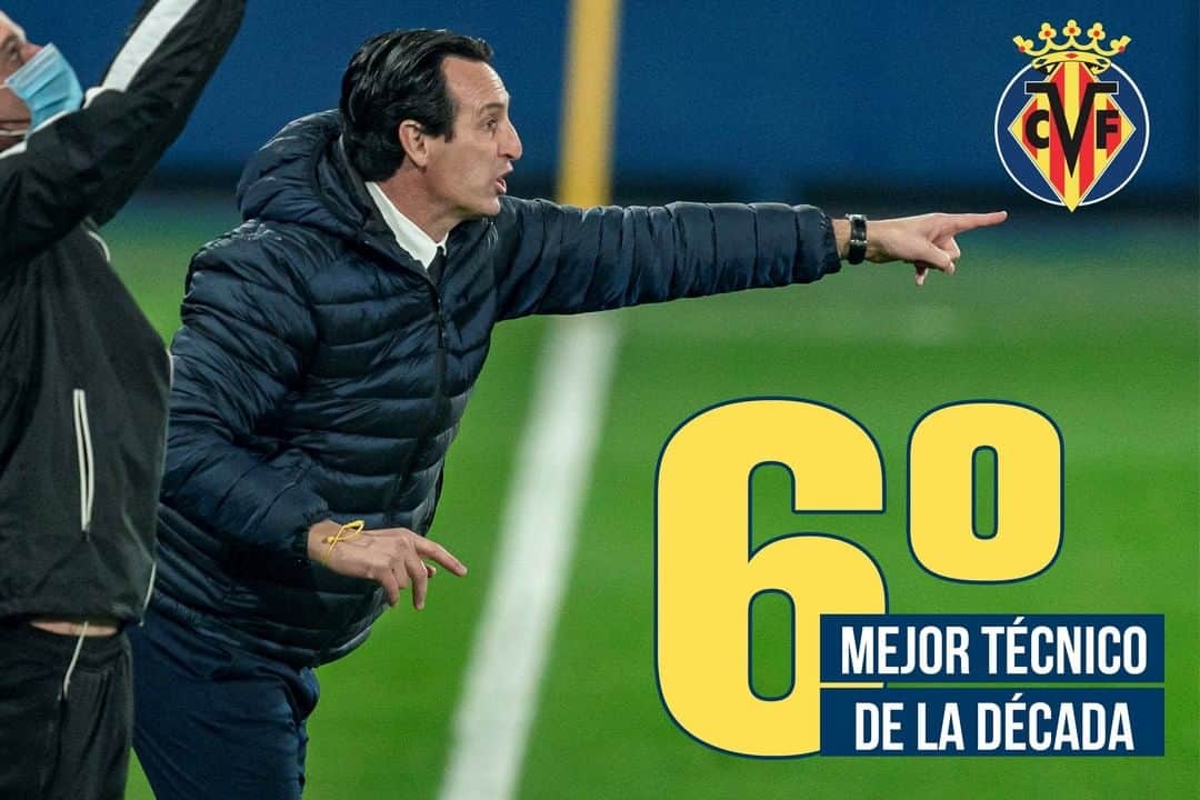 ビジャレアルCFのインスタグラム：「El técnico del #Villarreal, @unaiemery_ , se mete en el 🔝🔟 de entrenadores de la década según la Federación Internacional de Historia y Estadística de Fútbol (IFFHS).  ¡Espectacular registro, míster 👏! . #Villarreal head coach @unaiemery_  is in the🔝🔟 club coaches of the decade according to the International Federation of Football History & Statistics (IFFHS). . A great achievement, boss 👏! . #futbol #football #soccer #ranking #laliga」