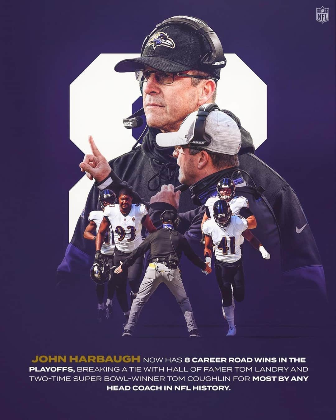 NFLさんのインスタグラム写真 - (NFLInstagram)「A major milestone for Coach Harbaugh. 👏⁣ ⁣ 📺: #BALvsBUF -- Saturday 8:15pm ET on NBC⁣ 📱: NFL app // Yahoo Sports app」1月15日 4時30分 - nfl