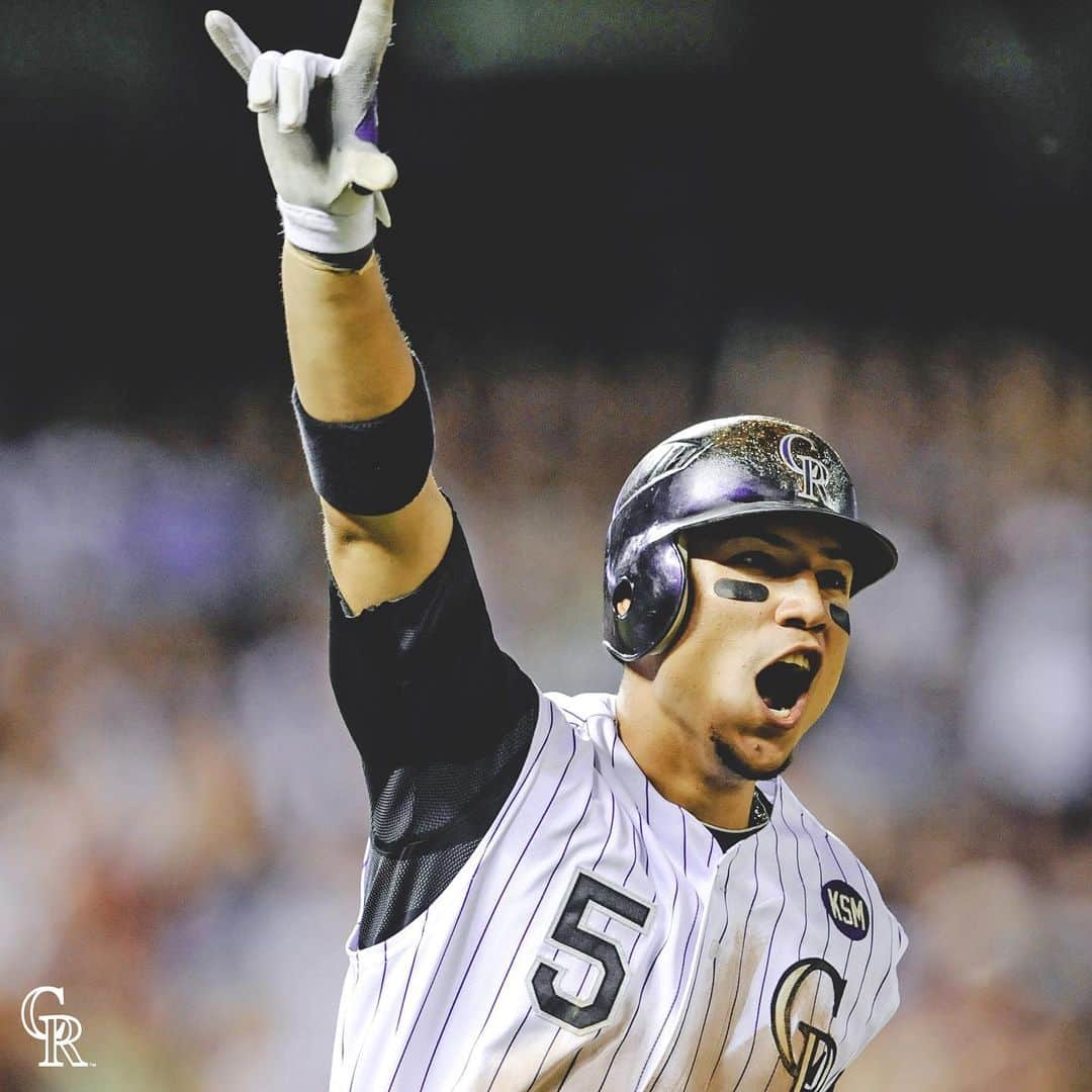 コロラド・ロッキーズのインスタグラム：「@cargo5’s Walk-Off Cycle. What a game! Watch it tonight, only on Rockies Classics: YouTube.com/Rockies」