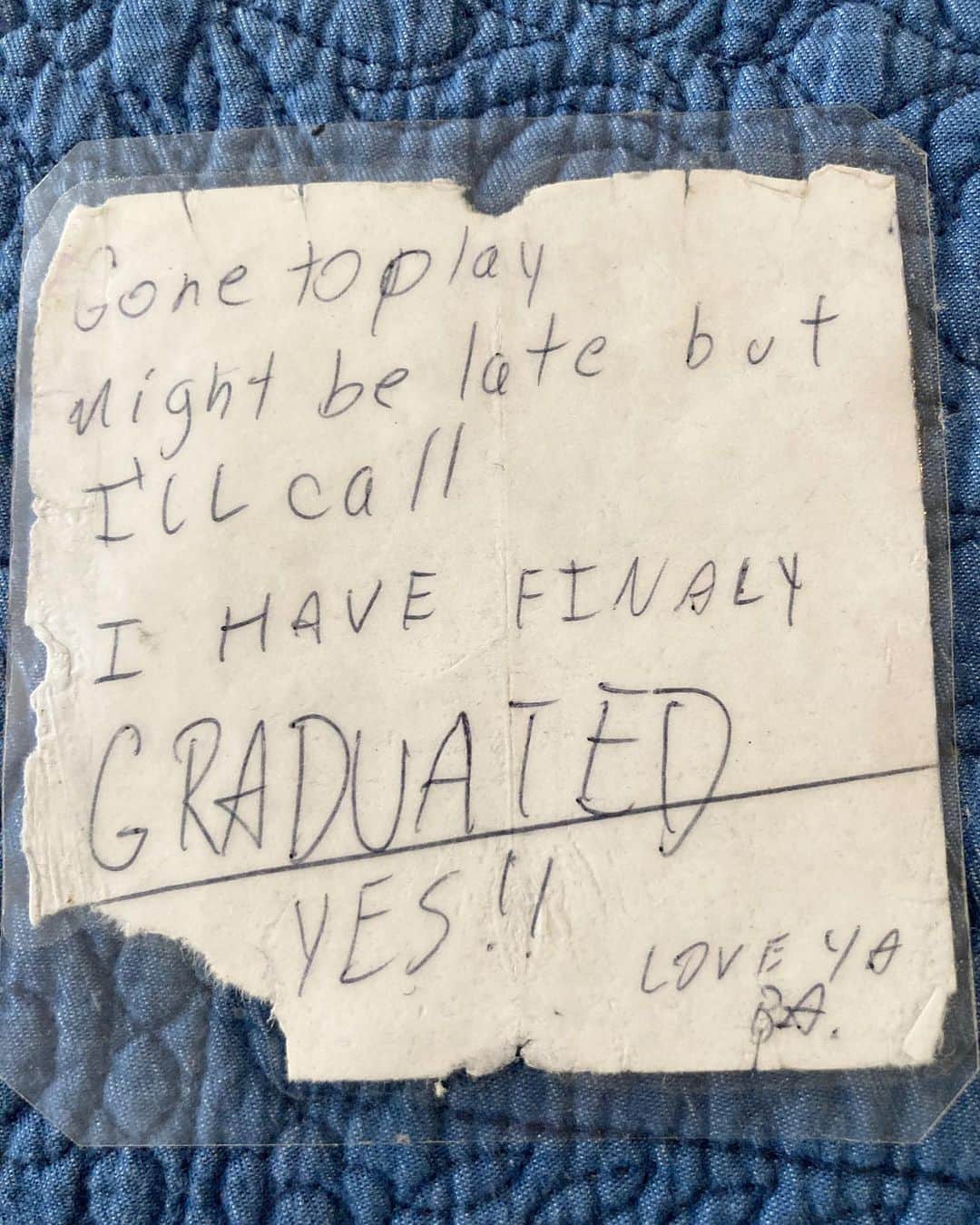 3 Doors Downのインスタグラム：「This note is from Brad to his parents on the day he graduated high school. He had a show with 3 Doors Down that night and might’ve been late for curfew. #TheBetterLife」
