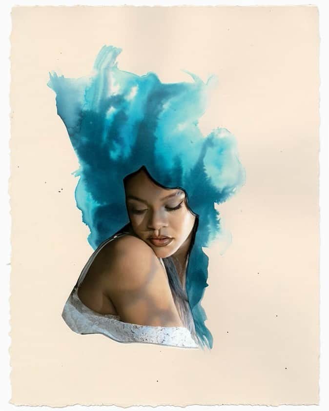 リアーナのインスタグラム：「Lorna Simpson Of Earth & Sky, 2020 Photographic collage Dimensions variable © Lorna Simpson Courtesy of the artist and Hauser & Wirth   @essence」