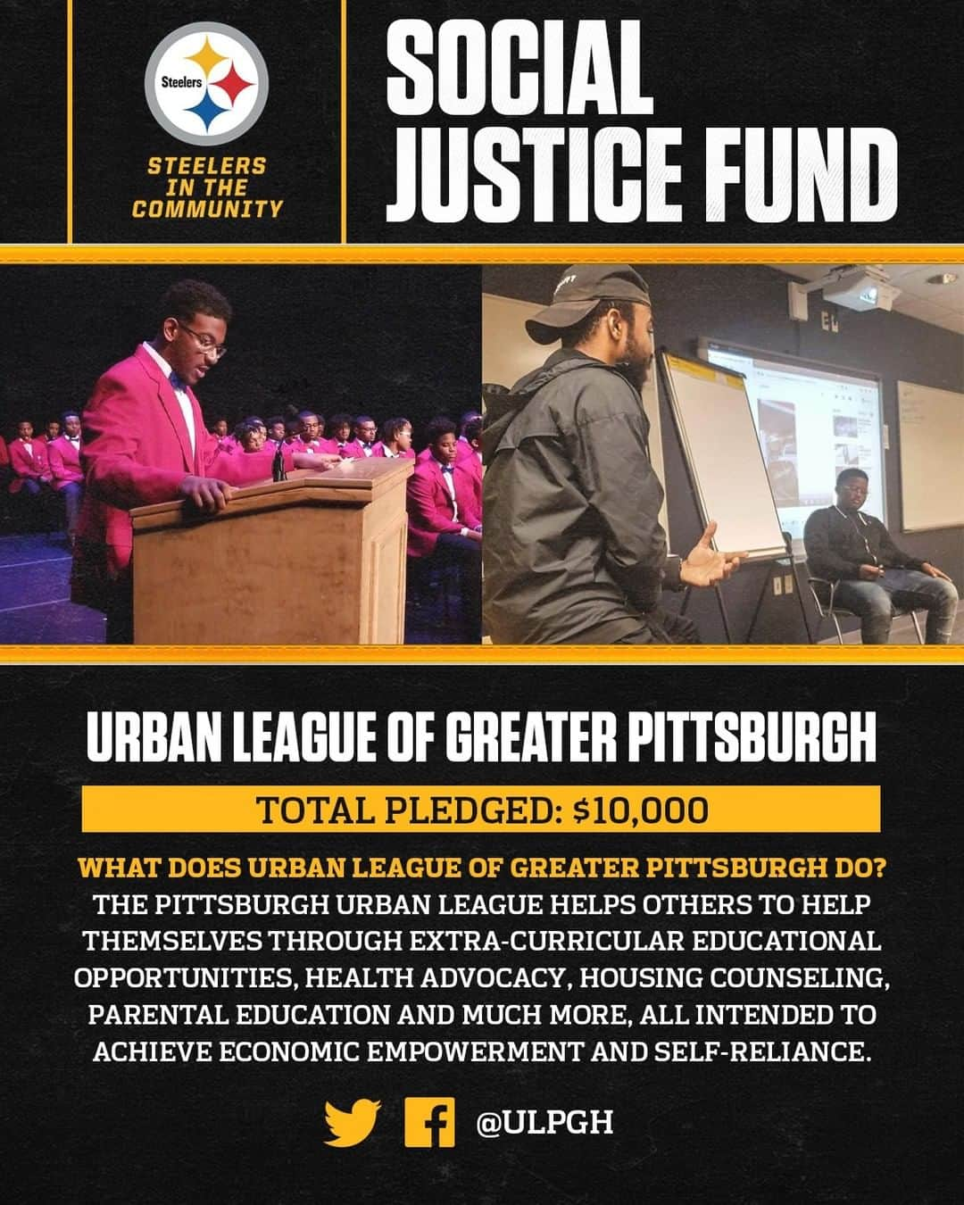 ピッツバーグ・スティーラーズさんのインスタグラム写真 - (ピッツバーグ・スティーラーズInstagram)「The #Steelers have announced a donation to Urban League of Greater Pittsburgh from @awilliamson54 with a matching contribution by the team as part of the #Steelers’ Social Justice Grant program to help support community efforts.」1月15日 5時02分 - steelers