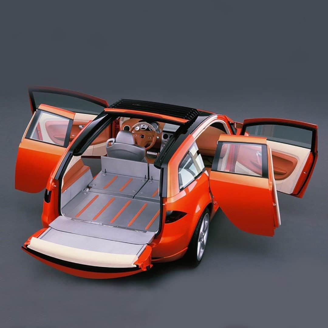 MAZDA Canadaのインスタグラム：「In many ways, this vehicle was one of Mazda’s most forward-thinking concept cars. It featured a hybrid gas-electric engine to reduce emissions that switched seamlessly between rear and four-wheel drive, a Vario Lamella folding roof and freestyle doors. #namethatmazda」