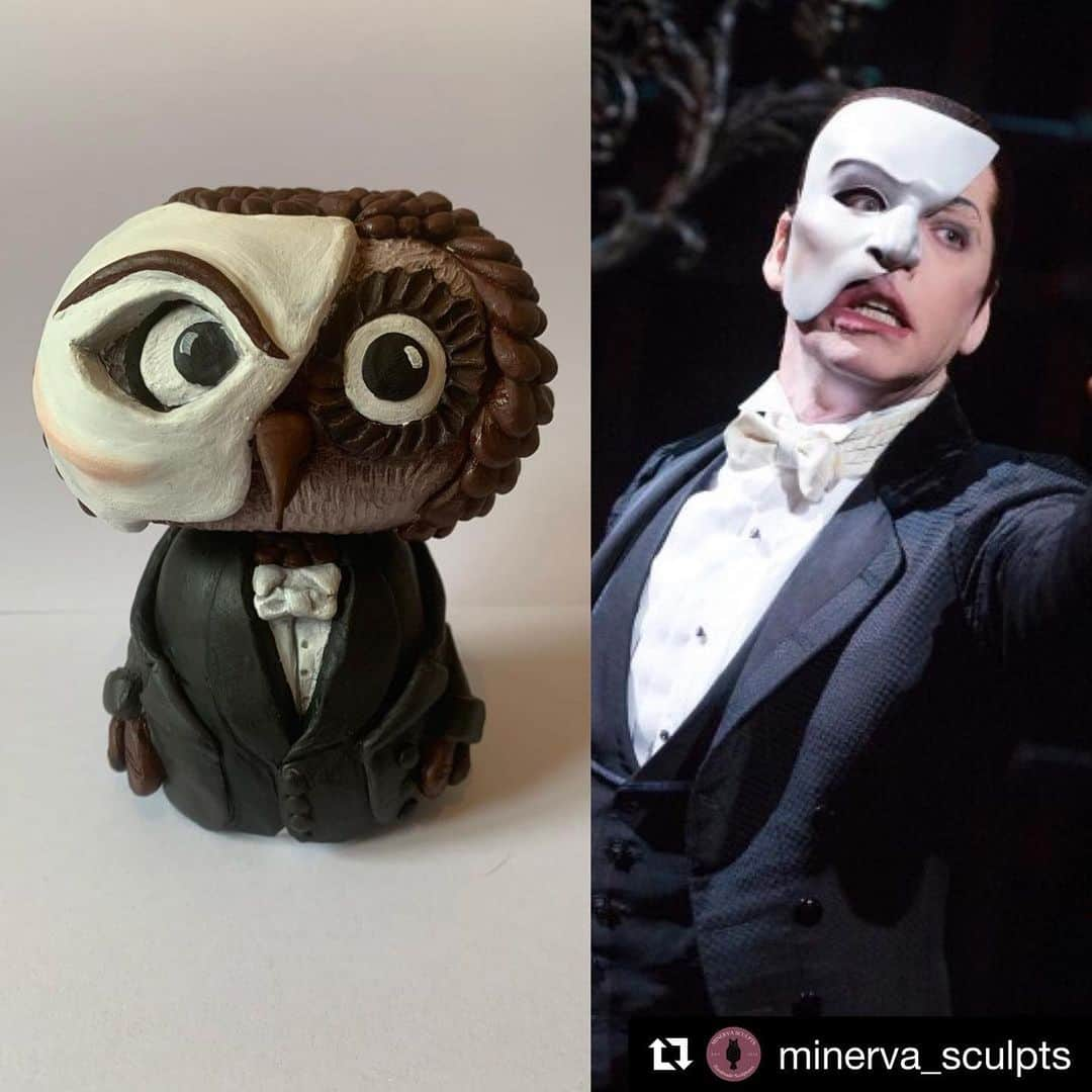 ジェイムズ・バーバーさんのインスタグラム写真 - (ジェイムズ・バーバーInstagram)「Had to share this incredible work! .... ...  #Repost @minerva_sculpts ・・・ 🖤 Phantom of the Opera Character Owl [Throwback: August 2020] 🖤 This little guy currently has a home with @little_dark_elf_247 but if you’re looking for the perfect expression of your musical theatre love you can commission one via my Etsy (link in bio)! • I’ve just realised that I’ve never shared my Phantom of the Opera owls (Christine & Erik) individually So here’s a little throwback treat! He wasn’t my first Character Owl, but he was certainly ambitious for my third, and I’ve got to say he’s the Owl that I was truly proud of enough to try starting my Etsy and make this a fully fledged hobby ☺️ Especially proud of him as Phantom is one of my favourite books and shows, even being included in my dissertation but it was always my dad’s favourite musical • As inspiration finally struck last night, I’ve been sketching out Spring/Easter Owl ideas which will be on my Etsy once made so keep your eyes peeled 👀 • • • Phantom in the 📸 is @jamesbarbournow (Credit @playbill ) @phantomopera #phantomoftheopera #thephantomoftheopera #thephantom #phantom #phantomoftheopera25thanniversary #phantomoftheoperafanart #gastonleroux #gastonlerouxphantomoftheopera #andrewlloydwebber #owl #owlsofinstagram #polymerclay #polymerclayartist #polymerclaycreations #polymerclayart #polymerclayanimals #supersculpey #supersculpeyoriginal #supersculpeyclay #musicaltheatre #musicaltheatrelife #musicals #theatre #theatrelife #theatrelovers #theatregeeks #themusicofthenight #etsy」1月15日 7時47分 - jamesbarbournow