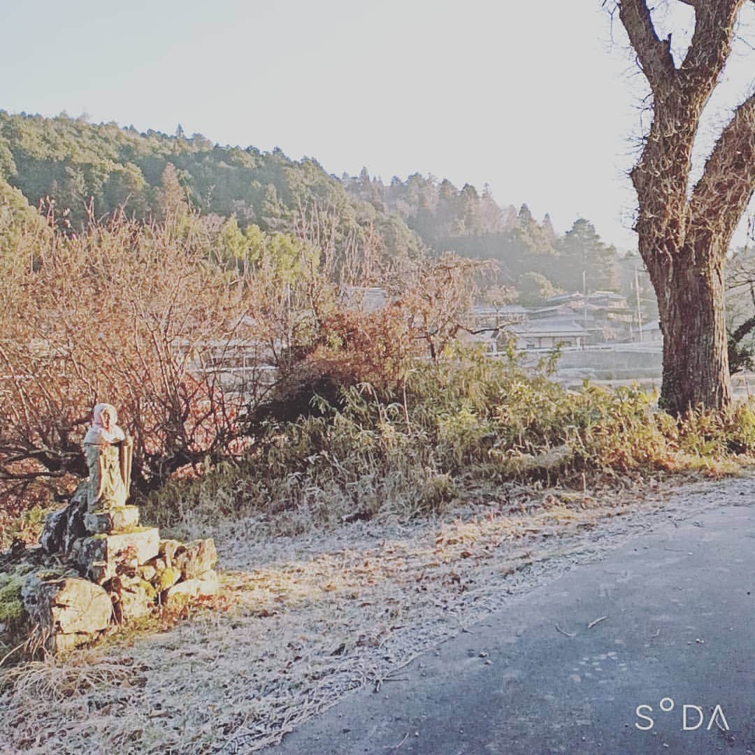 松本隆博のインスタグラム：「。 今日の朝も歩いてきました。 お地蔵さんに深々とお辞儀した。 こう聴こえた… ｢ま焦りなさんな、わしのように じっと瞳閉じて時が来るのを待てば 良い良い。きっとまた必ず良い日が 来るわ。それまで地道に精進しなされ｣  ほんとそう思う…_(._.)_　 この後少し急ぎで帰ろうとしたら 凍結道で危うく転けそうになった お地蔵さんの声また聴こえた。  ｢それみろ焦るな焦るな｣ と。  ～人生遊歩道～」