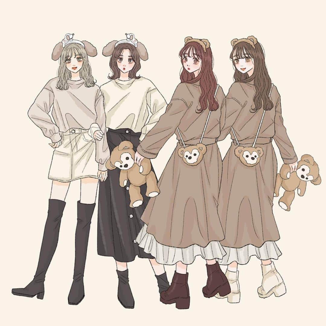 Asukaさんのインスタグラム写真 Asukainstagram ディズニー ユニバリンクコーデ ブラウン系のコーデをチョイスしてみました こちらのイラストは Purebright Purebright Jp 様にて描かせていただきました 他の投稿もぜひチェックを