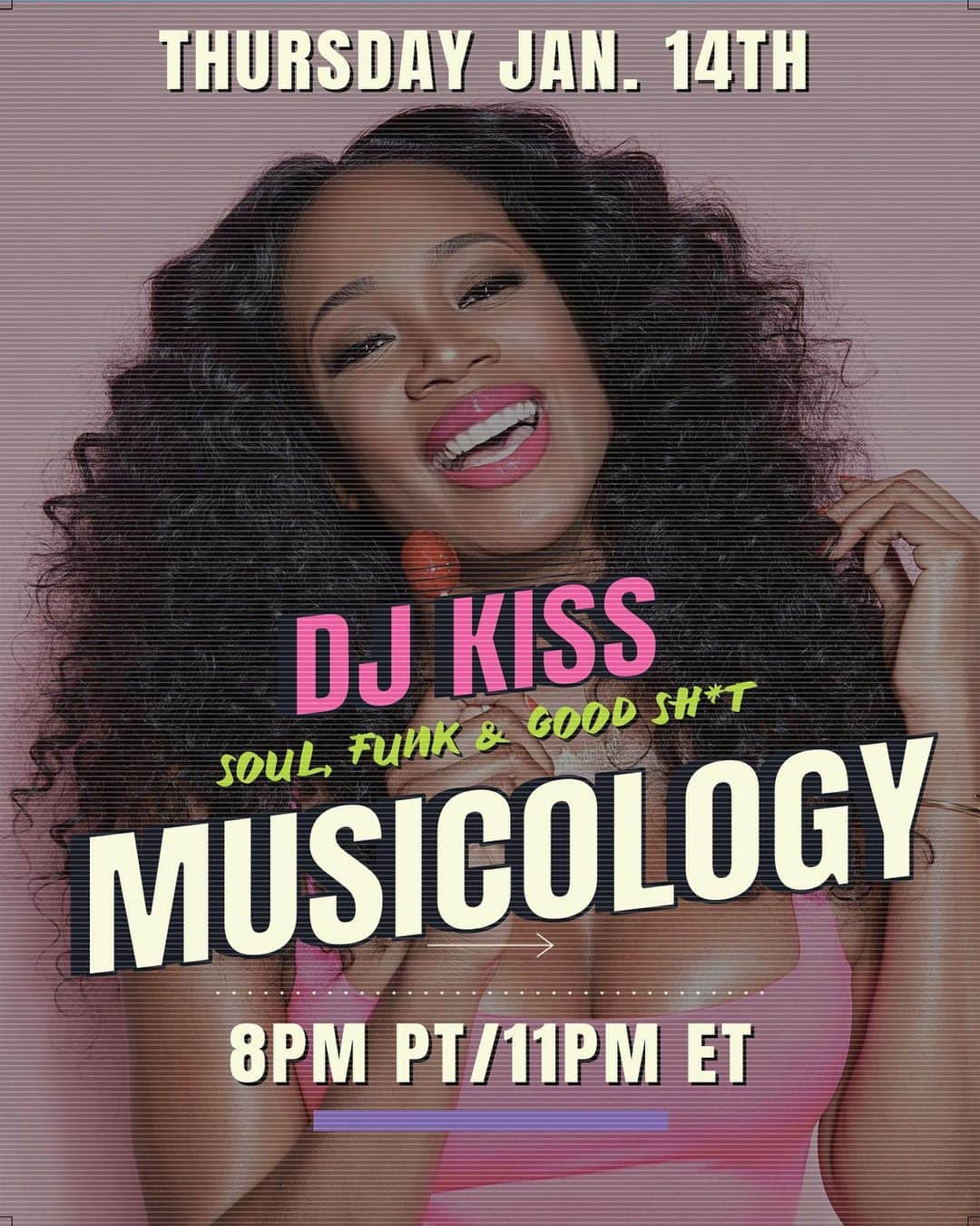 Kissさんのインスタグラム写真 - (KissInstagram)「Tonight y’all!! MUSICOLOGY 8pm PT / 11pm ET!! Stay up past your bedtime and have a drink with me!! 😜🥂💕💕💕 #clubinsomnia #greenapplegang #musicology」1月15日 10時33分 - kissthedeejay