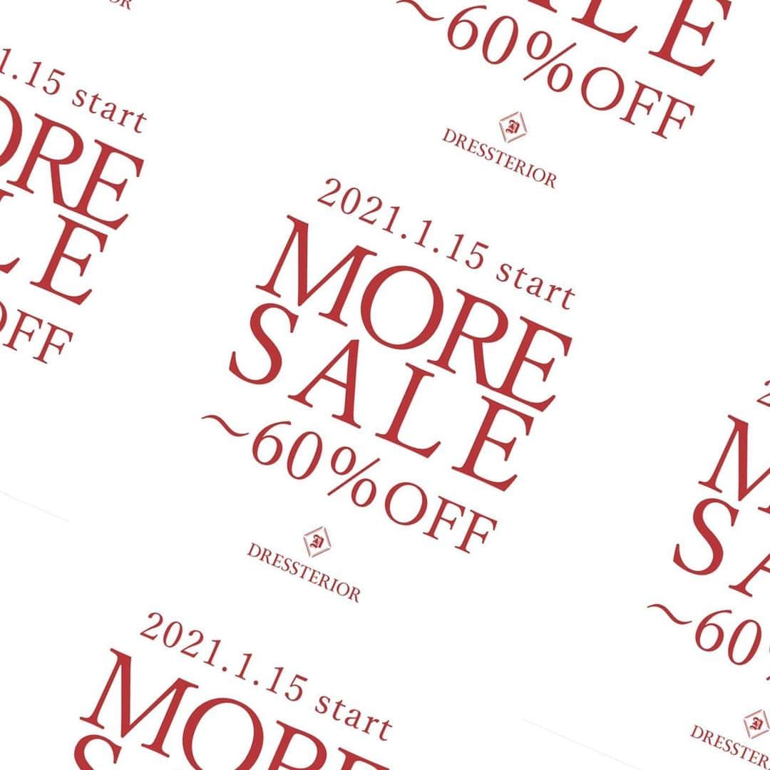 のインスタグラム：「MORE SALE START!!!!  本日1.15(金)より、 店舗にてSale商品更に10%off、 2点以上のお買い上げで20%offでお買物頂けます。  まだまだ寒いこの時期に温かいニットやコート、 春に向けて活躍するブラウスやパンツ、シーズンレスなグッズなど お品物をご用意しております✨  #moresales  #markdowns  #dressterior #dressterior_official  #dressterior_men  #dressteriorshoppress  @dressterior_men  @dressterior_shoppress  @world_onlinestore」