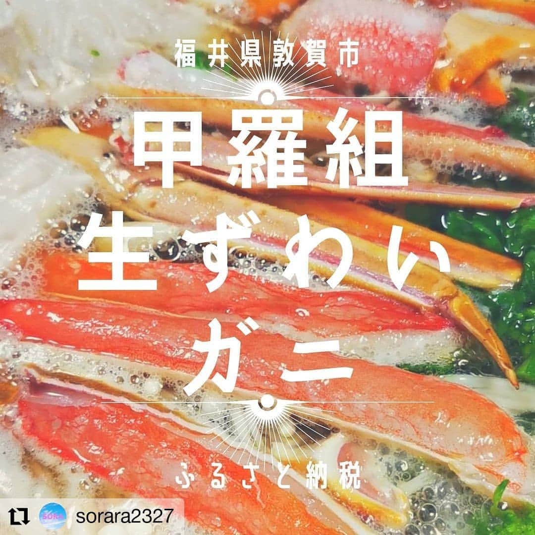 のインスタグラム：「こんにちは🦀 福井県敦賀市、雪はほぼなくなりました！  ヤマト運輸さんの荷受停止の地域も ・新潟県(上越市) ・富山県(射水市、黒部市、高岡市、砺波市、富山市、南砺市、氷見市) ・福井県(大野市、勝山市、坂井市、鯖江市、福井市、吉田郡永平寺町) と、かなり減ってきました✨  お届けお待ちの方は荷受再開まで 今しばらくお待ちくださいませ🦀  さて、本日のお写真は… ふるさと納税(福井県敦賀市)をご利用頂きました方のポストをリポストさせて頂きます🙆‍♀️✨  美味しくお召し上がり頂き嬉しいです✨ タグ付けありがとうございます🦀💕  #Repost @sorara2327 • • • • • • ＊ふるさと納税＊ 2020年度ラストのふるさと納税は「カニ」🦀でした〜  まいう〜😂  前に、カニを頼んだとき、正直、殻を剥くのが手間だし、もう2度とカニ頼むかい！って思ってたんだ〜  でも、仲良しのお友達Sさんが「年始に親戚とふるさと納税で頼んだカニ食べたい🦀今日迄に頼んだら年末迄に来るらしいで」と言われ、つい私もポチッてしまった😂  そしたらここのカニは剥きやすい様になってるの♥  しかも1万円でこのボリューム😆 まだ、この下にも身がいっぱい入ってたよ😄 2回鍋できました🙋  家族も大喜び😊 昨年1番の当たりだった😋  #ふるさと納税　#さとふる　#楽天　#甲羅組　#カニ　#カニ鍋　#ずわい蟹　#美味しかった　#家族大喜び　#日々の記録　#」