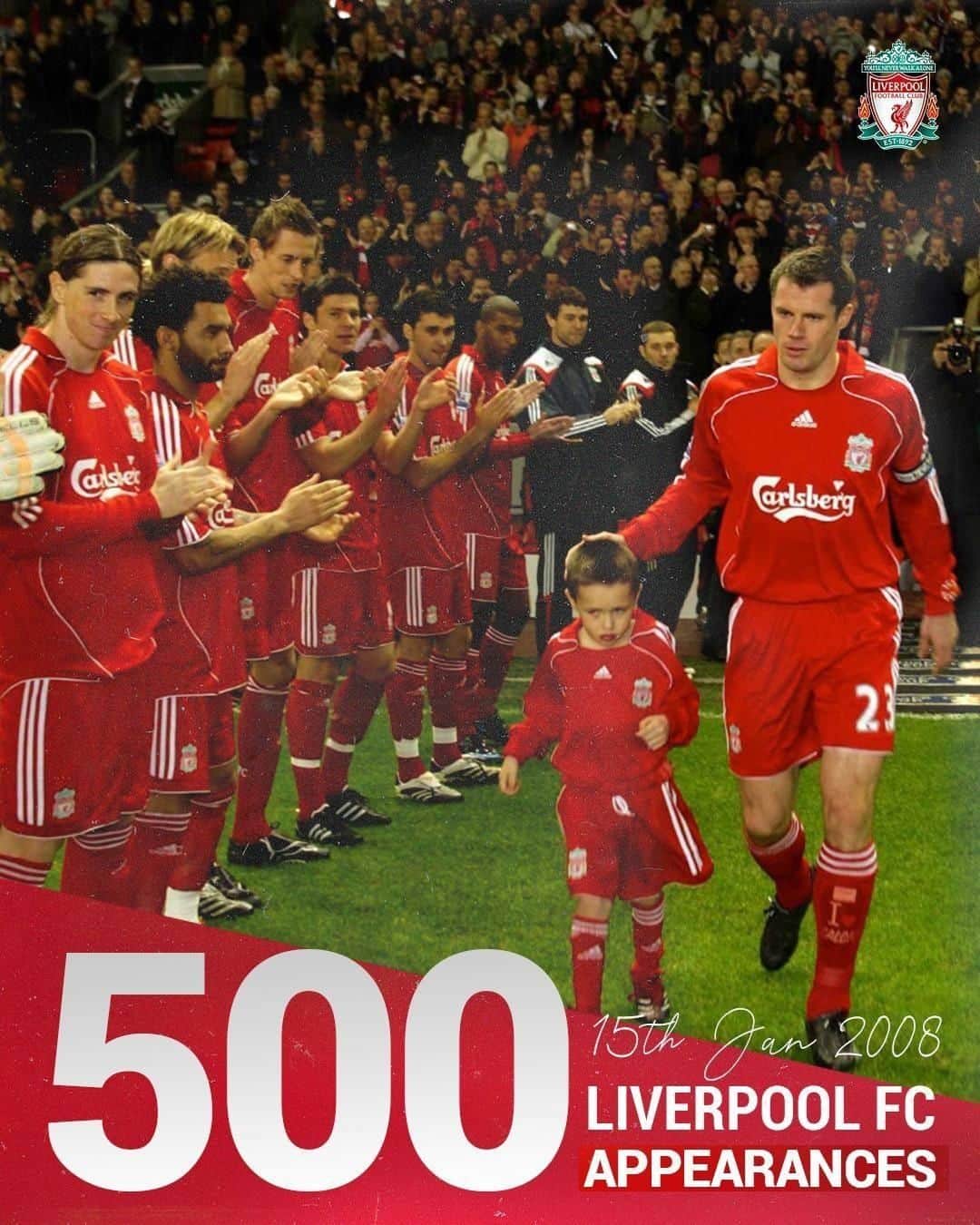 リヴァプールFCさんのインスタグラム写真 - (リヴァプールFCInstagram)「A 𝗕𝗜𝗚 milestone for @23_carra #OTD in 2008 🤩👏 #LFC #LiverpoolFC #Liverpool」1月15日 15時32分 - liverpoolfc