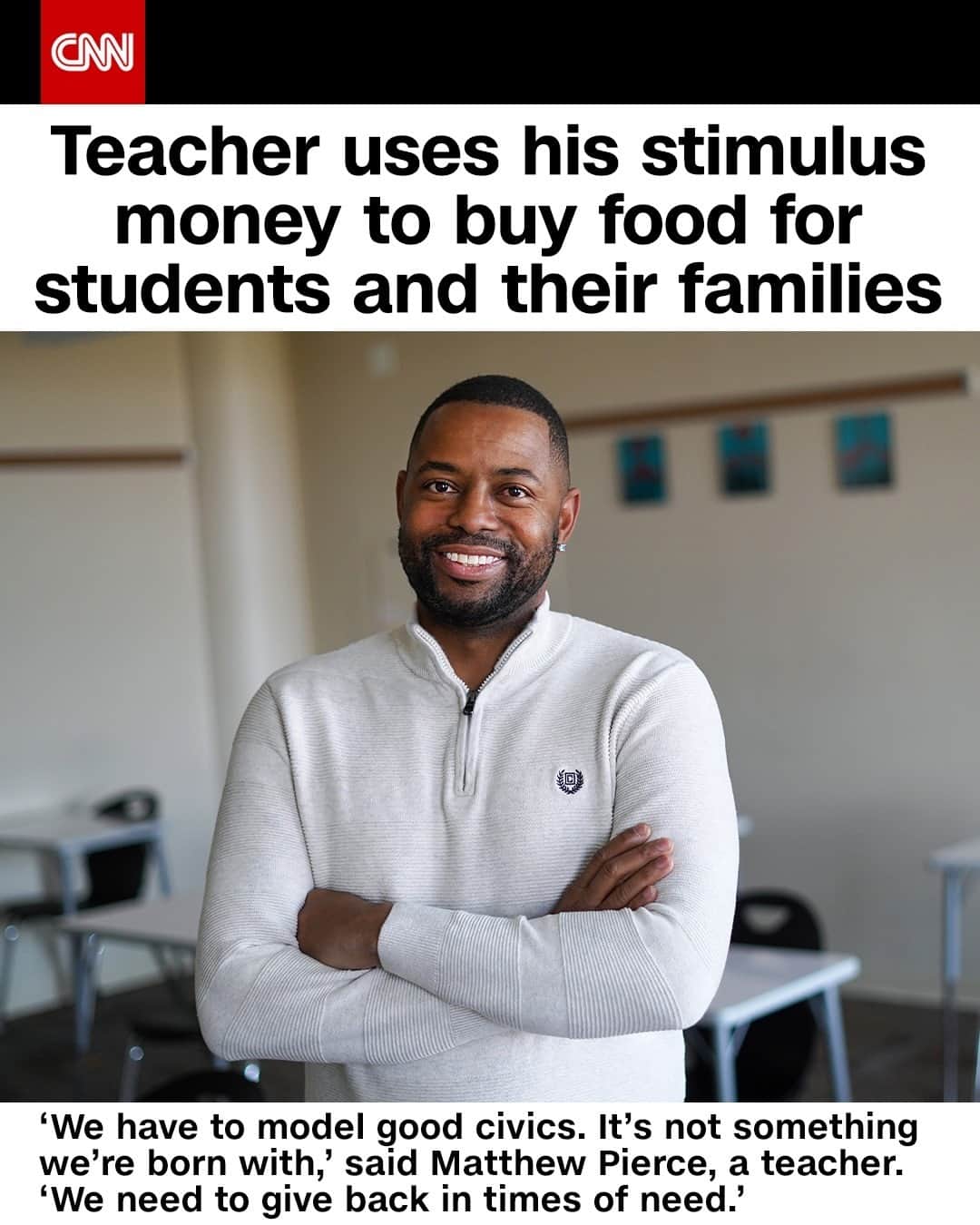 CNNさんのインスタグラム写真 - (CNNInstagram)「Matthew Pierce, a teacher in Pennsylvania, used his stimulus payments to buy UberEats gift cards for students and their families. "This one is personal for me,” said Pierce, who grew up in a low-income household. “I know what would solve one day's worth of problems.” Tap the link in our bio to hear how others have chosen to use their stimulus payments to help those in need.⁠ ⁠ (📸: Milton Hershey School)⁠」1月15日 17時01分 - cnn