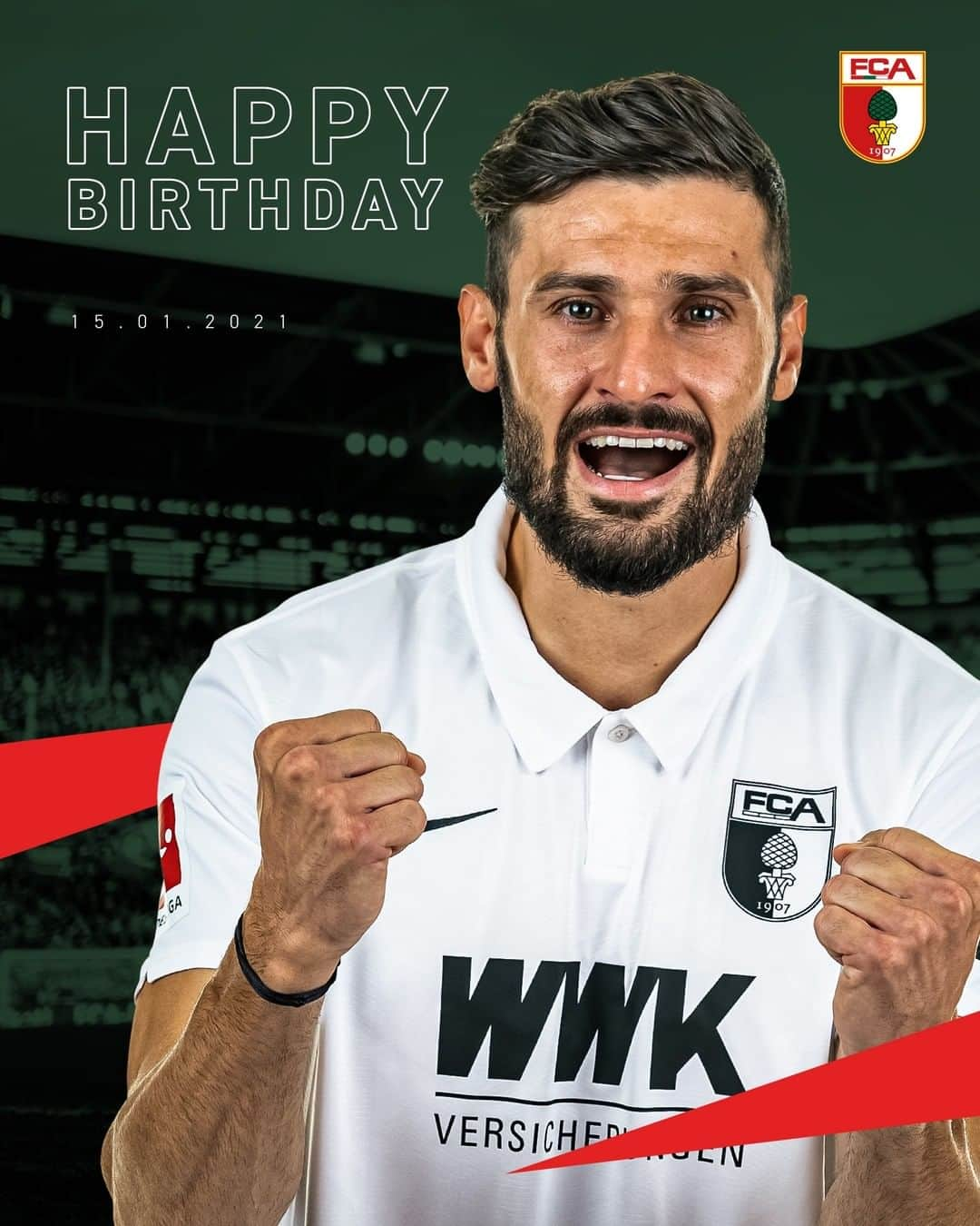 FCアウクスブルクさんのインスタグラム写真 - (FCアウクスブルクInstagram)「Cali wird 3⃣3⃣! 🥳 Bleib gesund und fit! 🎉 #HappyBirthday #Schnapszahl #FCA #FCA1907 #fcaugsburg @danielcaligiuri18」1月15日 17時07分 - fcaugsburg1907