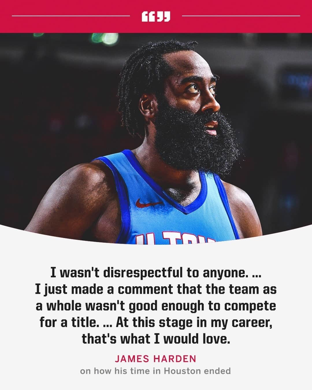 espnさんのインスタグラム写真 - (espnInstagram)「James Harden just wants to compete for a title.」1月16日 4時46分 - espn