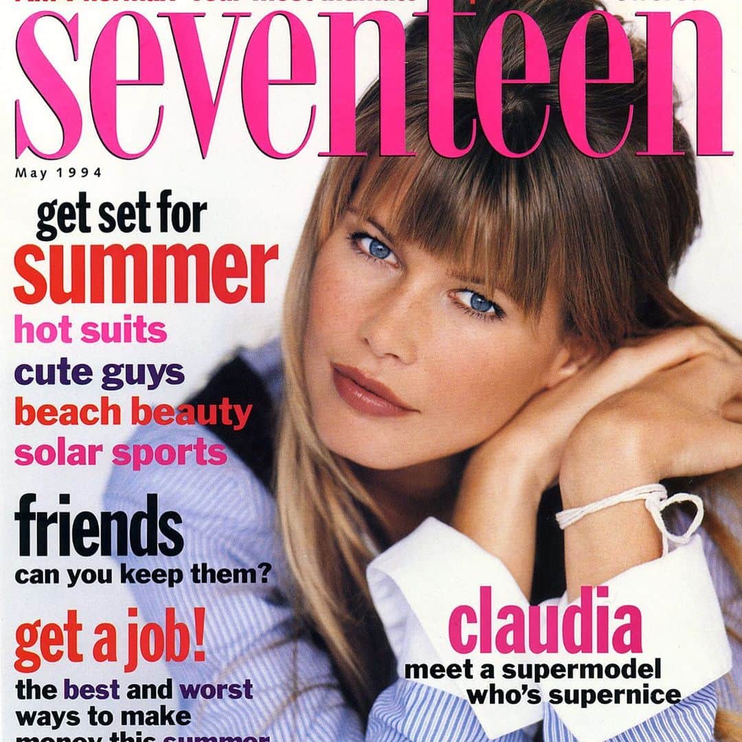 ボビー・ブラウンのインスタグラム：「From the archives. Pretty consistent I’d say in the makeup department. Always loved working with @claudiaschiffer never a bad word or attitude. I remember I had a 2 year old and a 4 year old in #1994 #workingmom #supermodel @seventeen check out my personal archive at @bbportfolio」