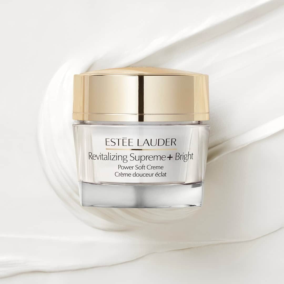 エスティローダーのインスタグラム：「Our new #RevitalizingSupreme Bright Creme’s ultra-soft texture is like a restorative hug for your skin, nourishing and strengthening it while reducing the look of dark spots and uneven skin tone. Tap to shop now!」