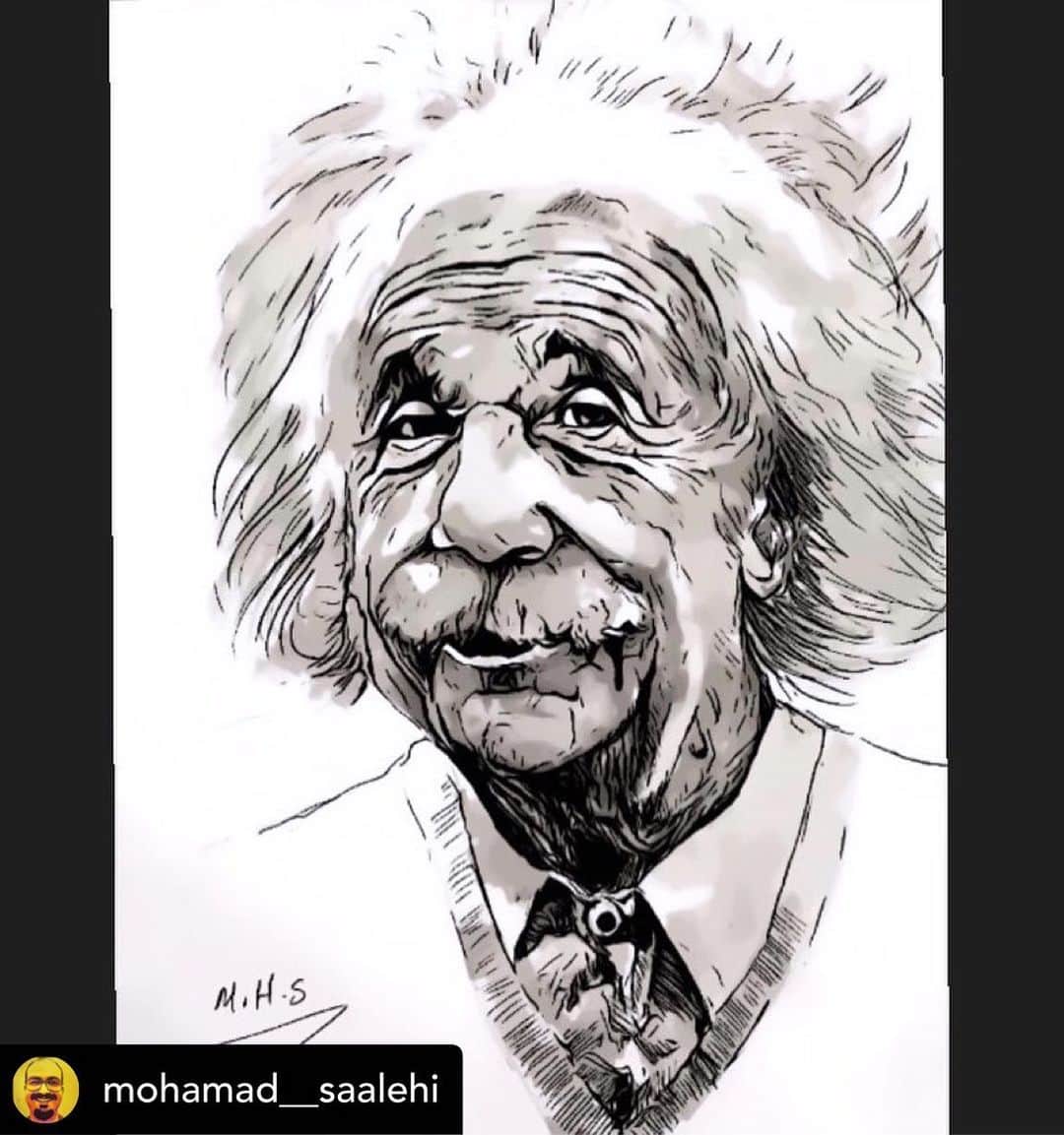 アルベルト・アインシュタインのインスタグラム：「Fan art Friday! Posted @withregram • @mohamad__saalehi」