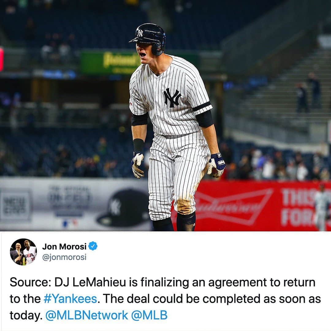 MLBさんのインスタグラム写真 - (MLBInstagram)「Good morning, Yankee fans.  DJ LeMahieu is reportedly finalizing a deal to return to the Bronx, per MLB.com's Jon Morosi. 🔥」1月15日 23時35分 - mlb