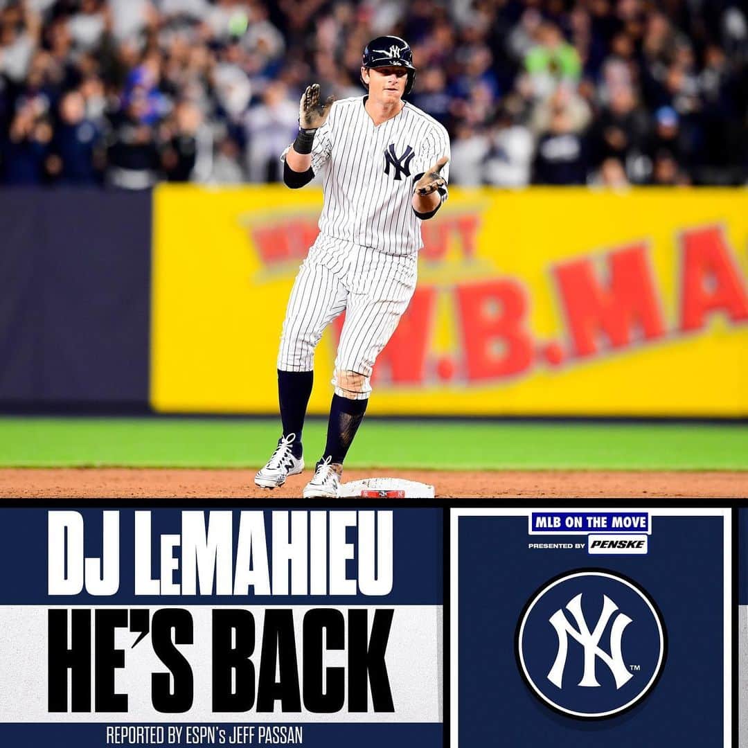 MLBさんのインスタグラム写真 - (MLBInstagram)「The hits will keep playing in the Bronx.   DJ LeMahieu is reportedly returning to the Yankees on a 6-year, $90 million deal, per Jeff Passan.」1月16日 0時48分 - mlb