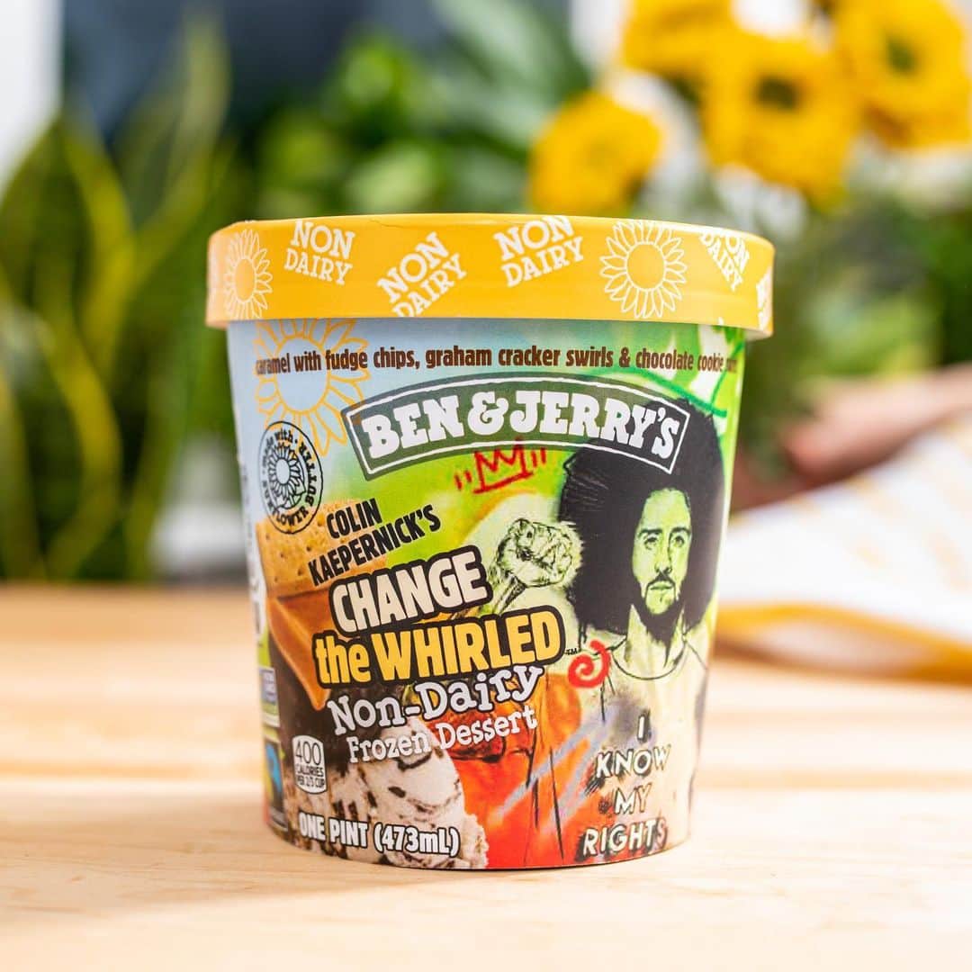 Ben & Jerry'sのインスタグラム：「If you need us, we’ll be scooping up Colin Kaepernick’s Change the Whirled Non-Dairy and working toward a pro-Black future where everyone can thrive. Link in bio!」
