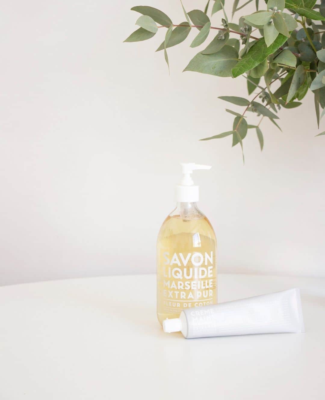 カンパニードプロバンスのインスタグラム：「☁️ UN PLEIN DE DOUCEUR // avec notre intemporel duo à la Fleur de Coton. Lavages de mains répétés, vague de froid... Notre remontant à nous ? Cette senteur légère, douce et subtile, qui nous rappelle l'odeur du linge propre fraîchement plié. ⁠ 🌿 95% d'ingrédients d'origine naturelle⁠ 🇫🇷 Made in France⁠ -- ⁠ ☁️ SOFTNESS REFILL // with our timeless cotton flower duo. Repeated hand washing, cold snap... Our pick-me-up? This light, soft and subtle scent, which reminds us of the smell of freshly folded clean laundry.⁠ 🌿 95% of ingredients of natural origin⁠ 🇫🇷 Made in France」